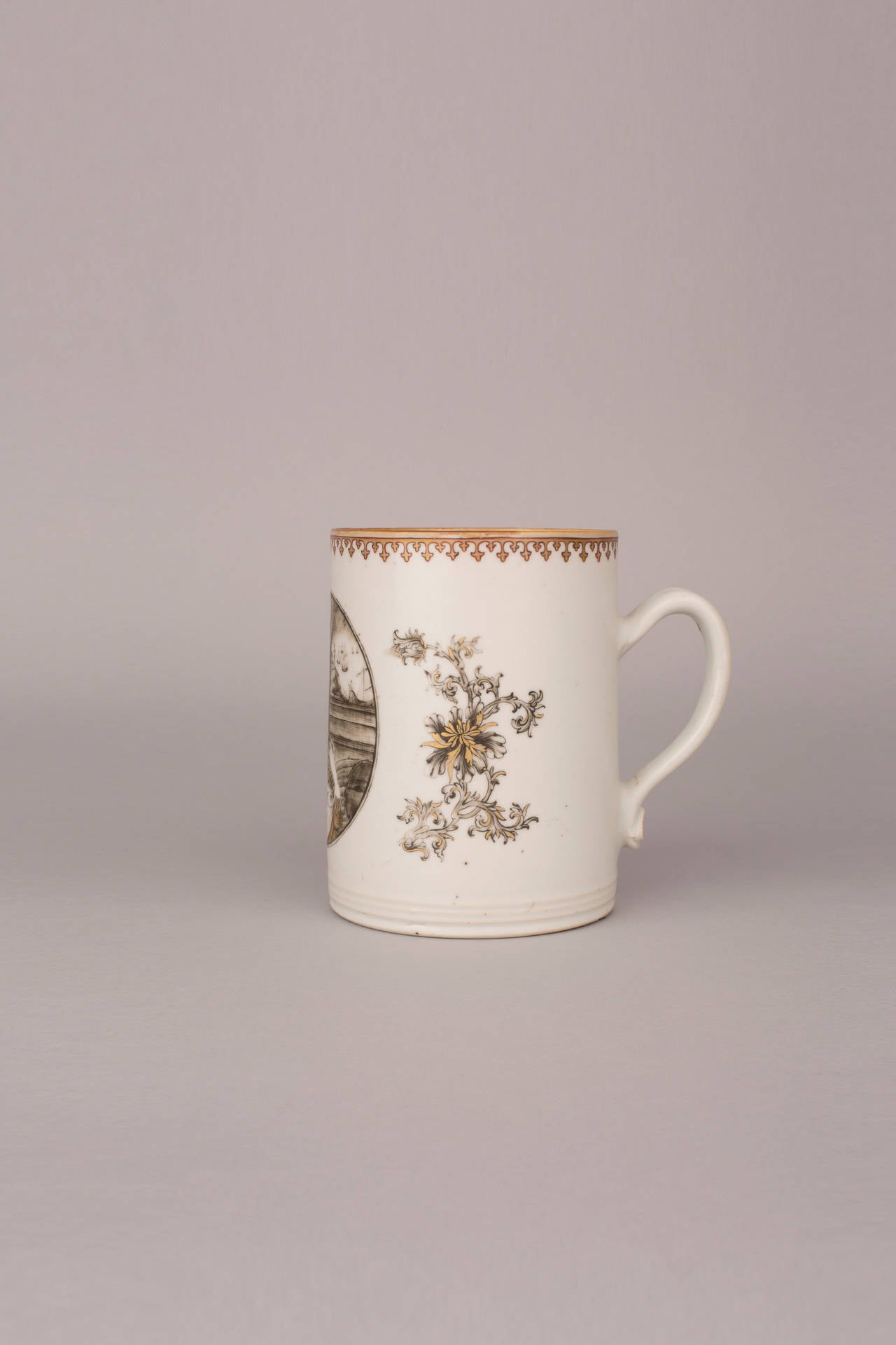 Qing A Chinese export porcelain tankard with ‘The Seamstress’, 18th century