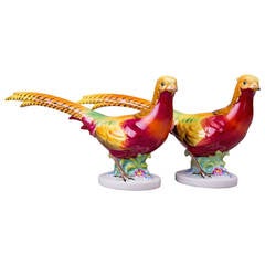 Used Pair of Herend Pheasant Bird Figurines, circa 1950