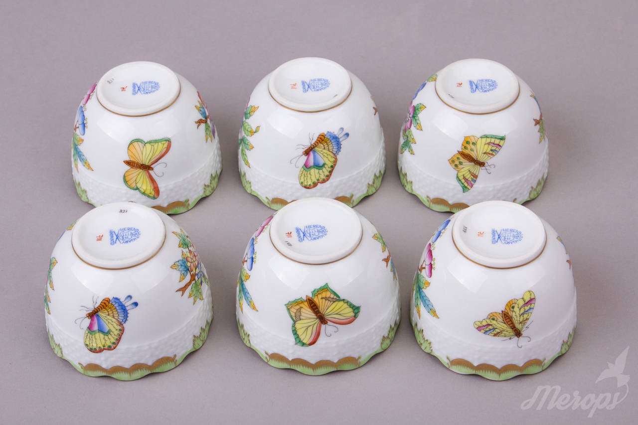 Hand-Painted Herend Queen Victoria Coffee Set for Six Persons