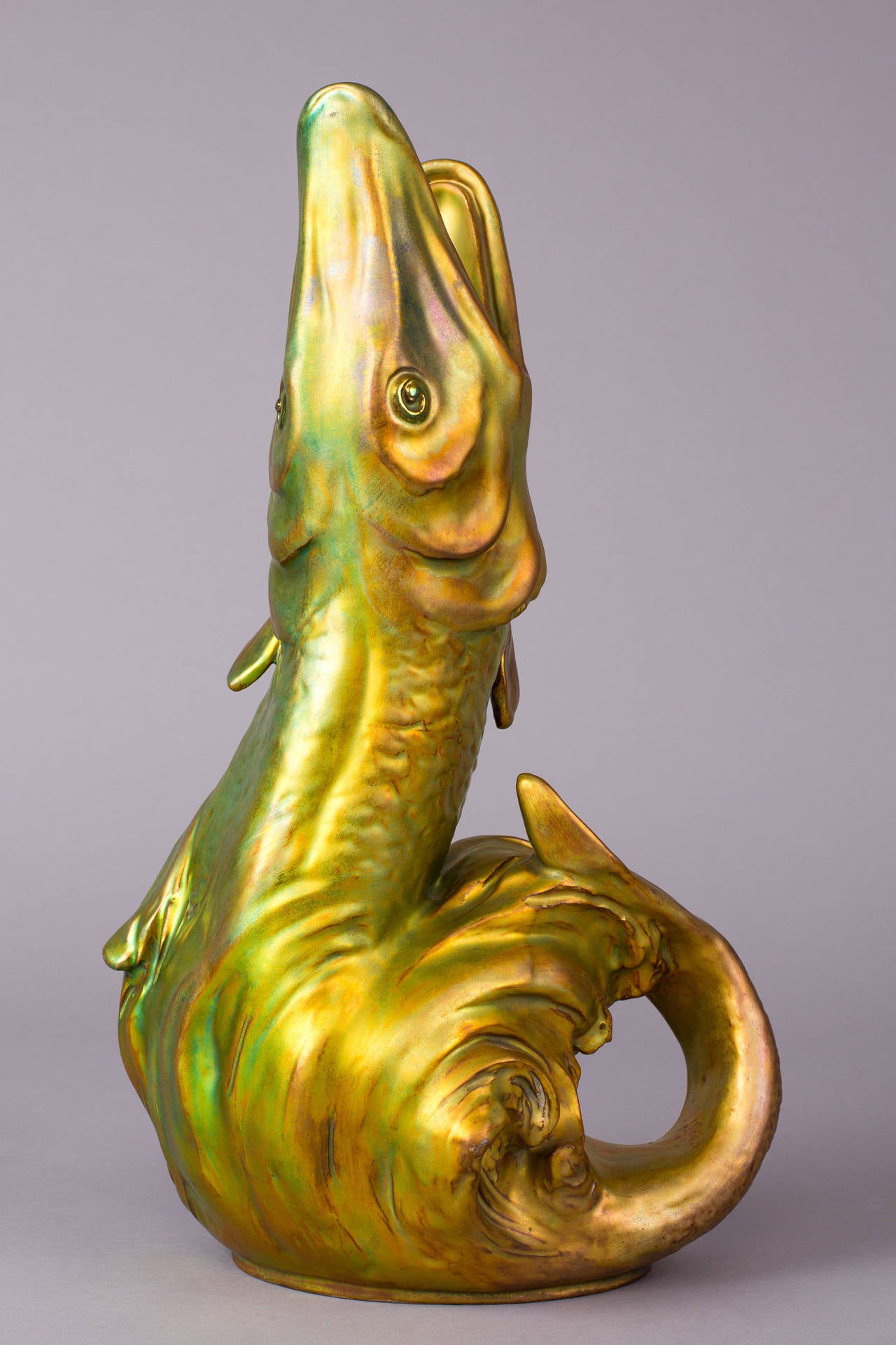 Zsolnay Hungarian Secessionist Fish Vase, 1902 4