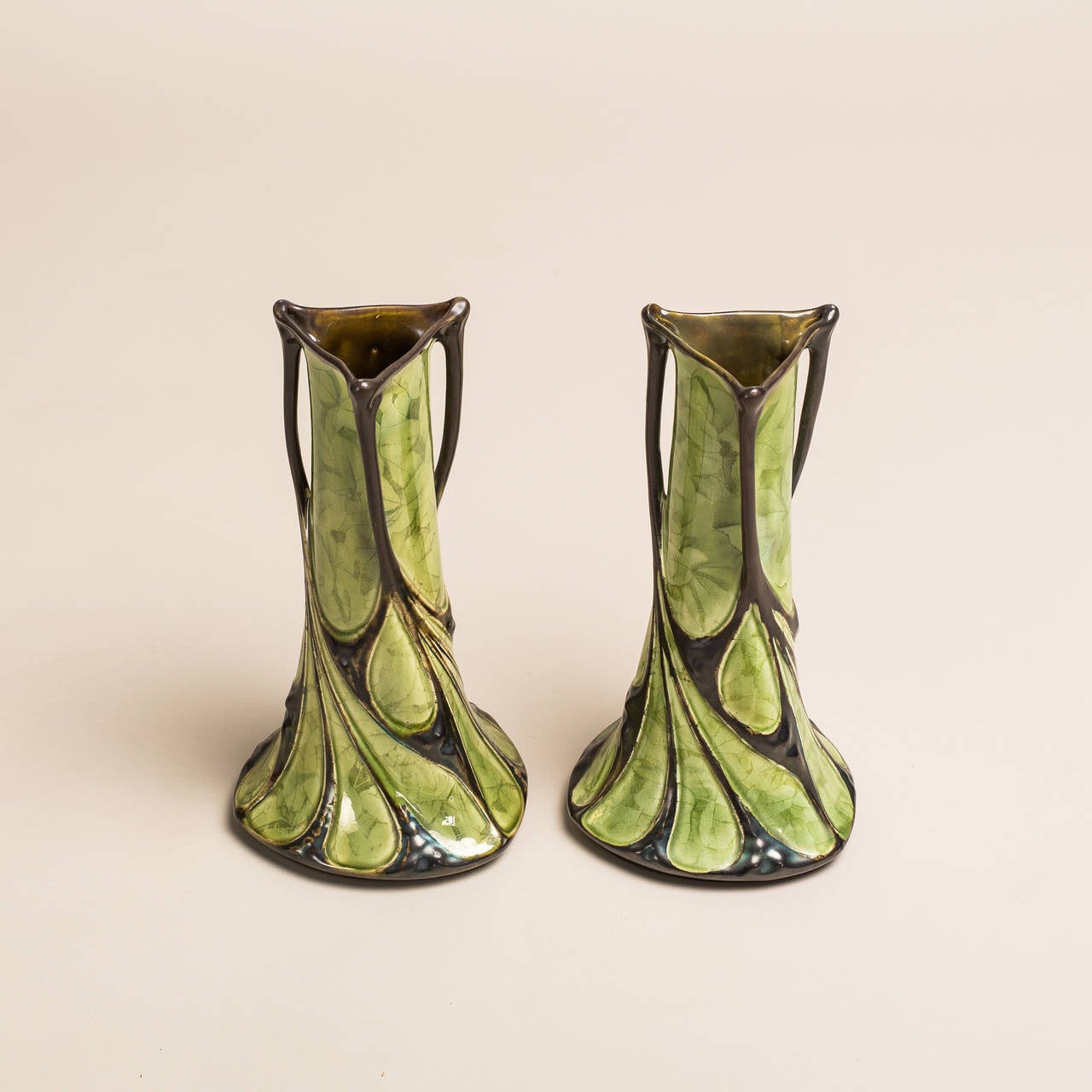 Glazed Pair of Art Nouveau Vases - by Workshops Of Znojmo