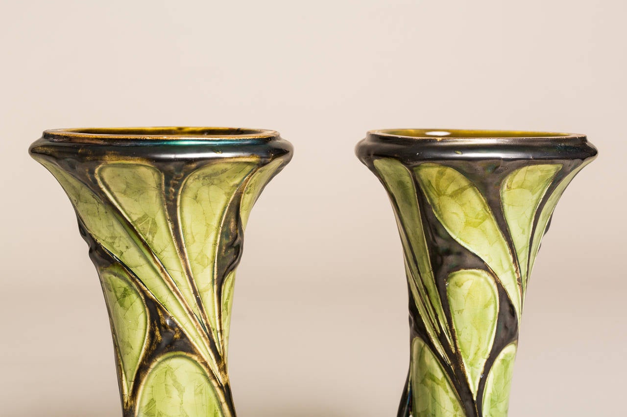 Czech Pair of Art Nouveau Vases - by Workshops Of Znojmo