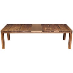"Latitude" Dining Table in Black Walnut and Etched Bronze by Studio Roeper
