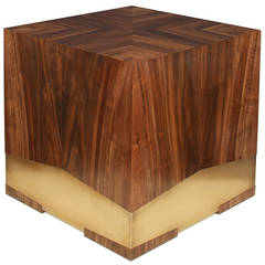 "Soil" Side Table in California Black Walnut and Etched Bronze by Studio Roeper 3