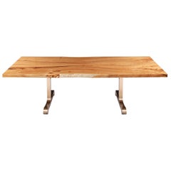 "Vienna" Dining Table in American Elm and Cast Bronze by Studio Roeper