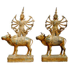 Antique Pair of Thai Bronze Buddha Shiva