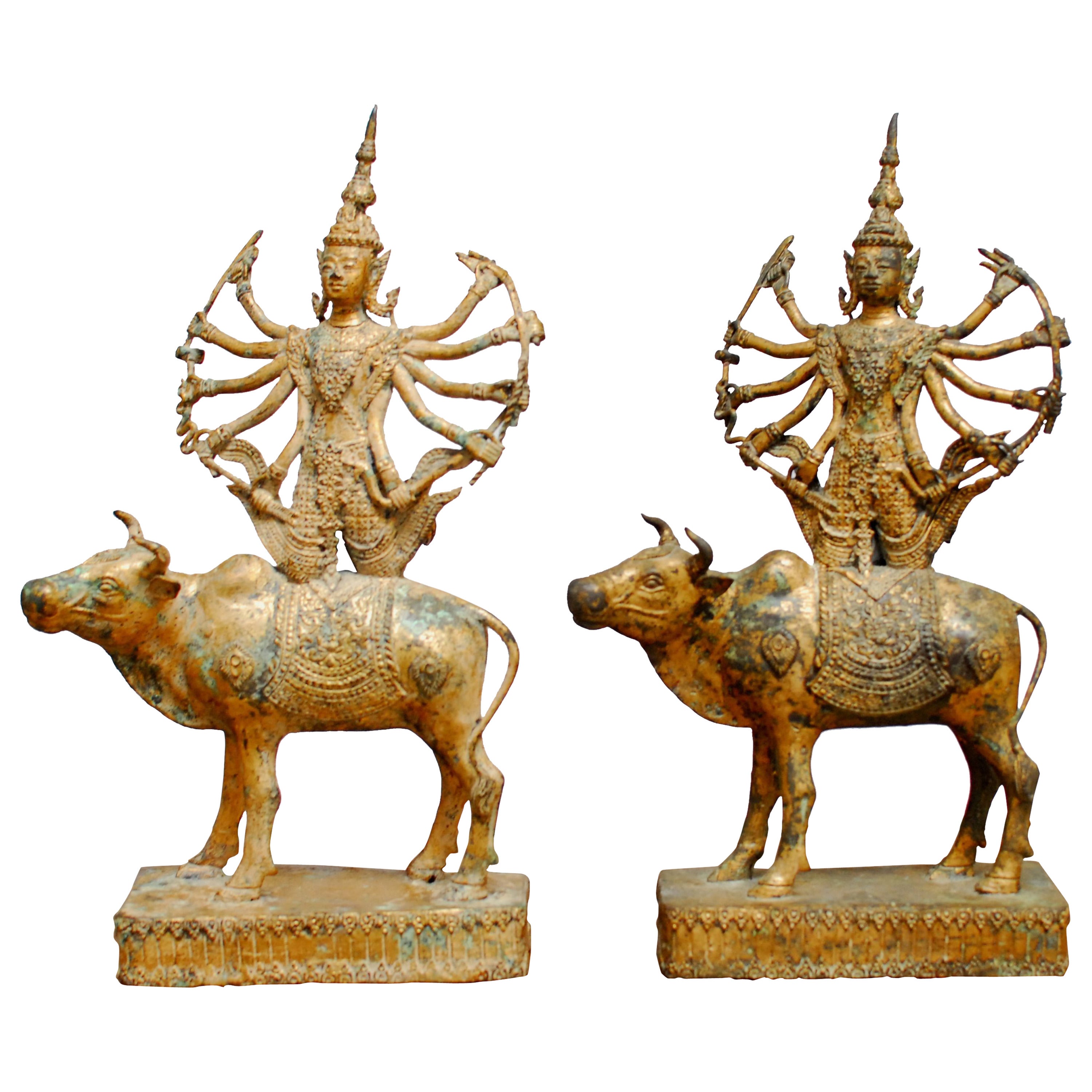 Pair of Thai Bronze Buddha Shiva