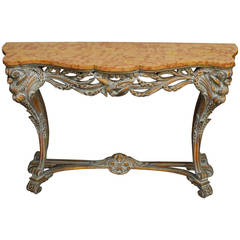 French Louis XV Marble-Topped Console Table