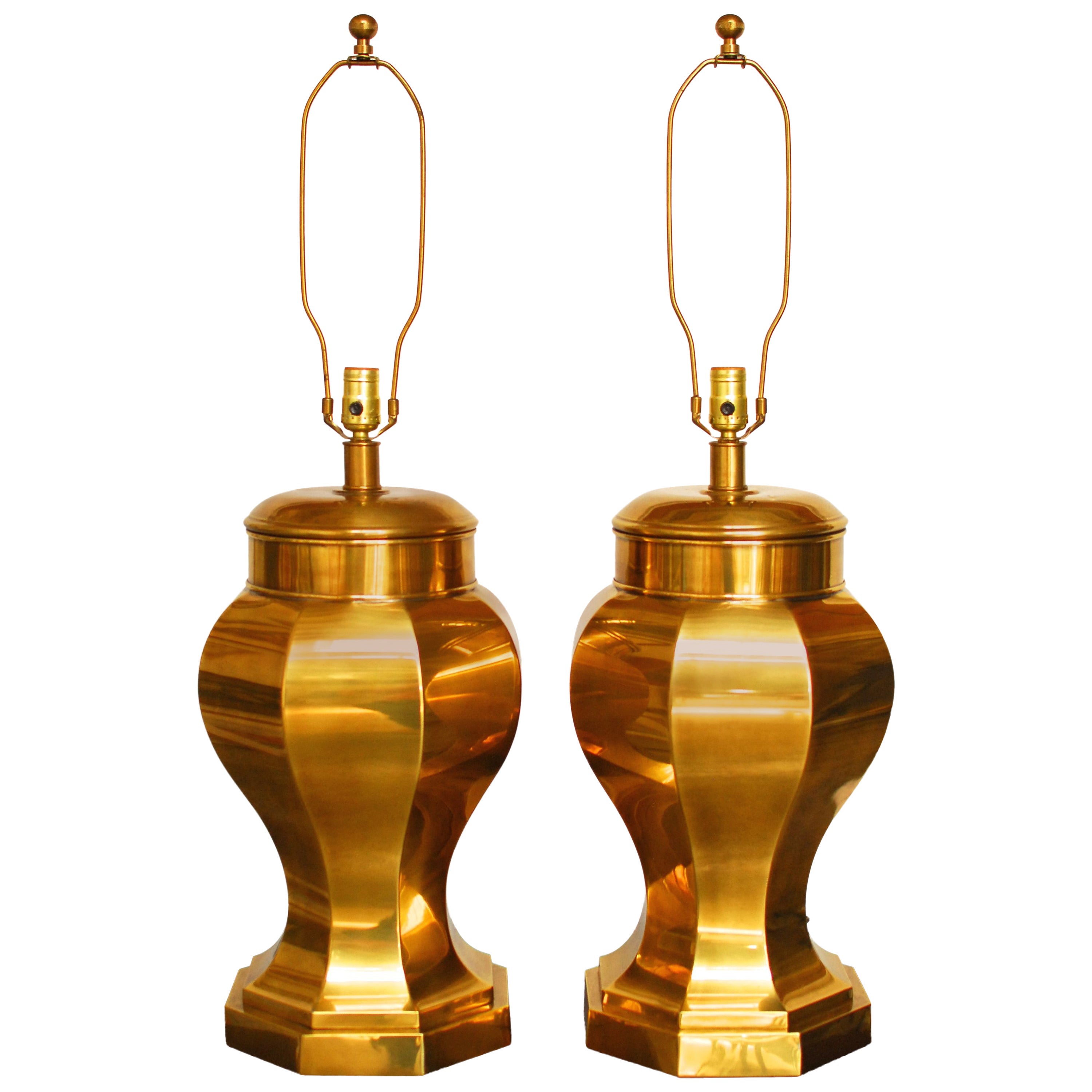 Frederick Cooper Chinoiserie Brass Ginger Jar Lamps