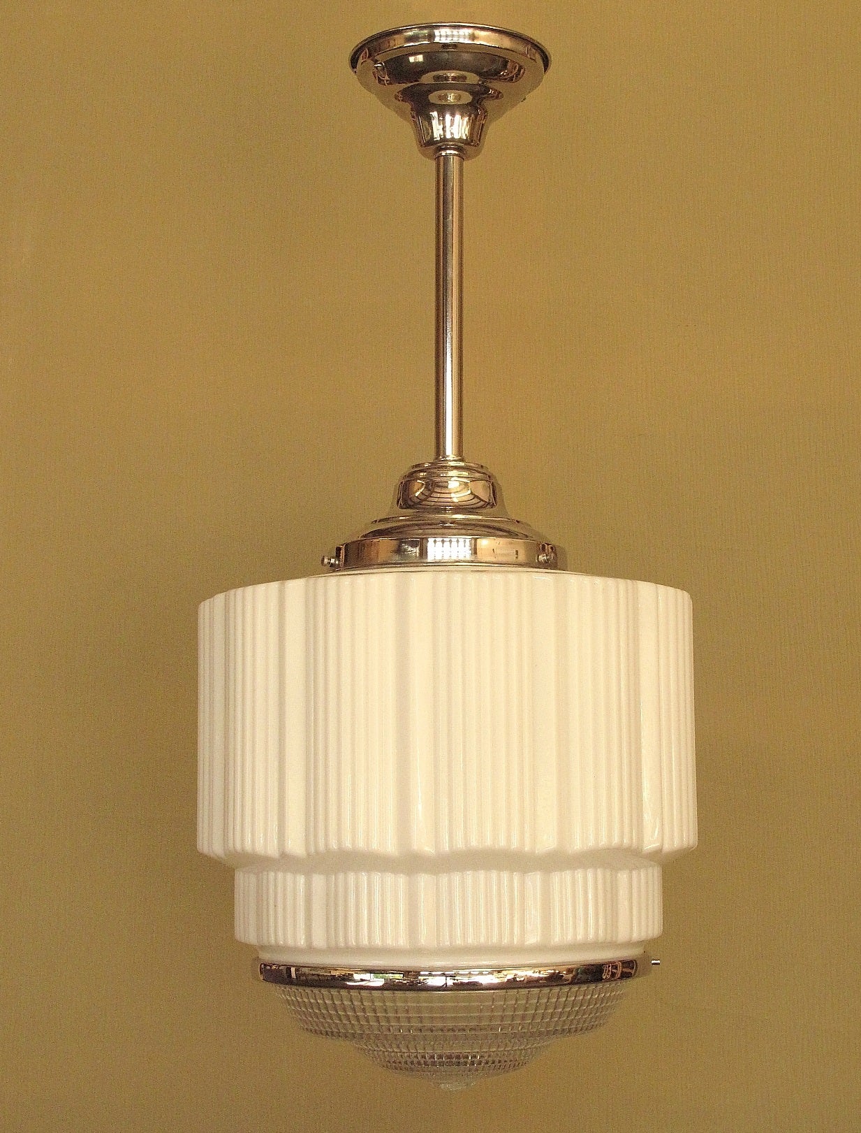 Industrial Large Bank Lobby Ceiling Fixture, circa 1925