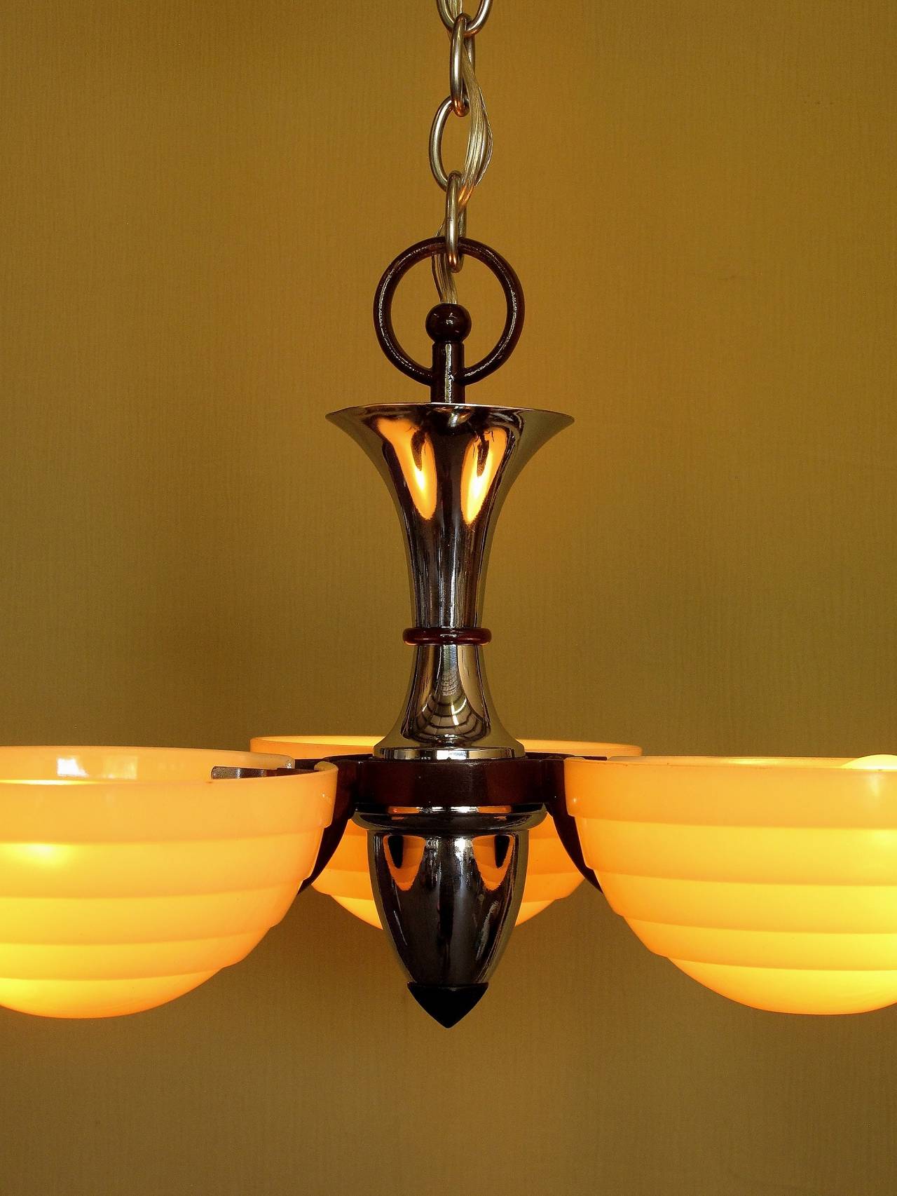 Mid-Century Modern 1930s Mid-Century Chrome and Burgundy Cast Iron Fixture