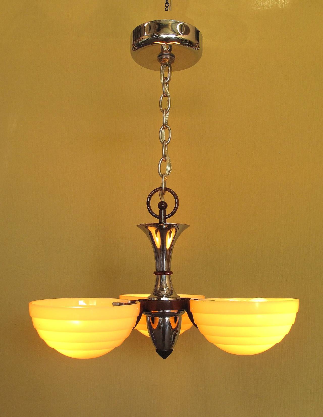 1930s Mid-Century Chrome and Burgundy Cast Iron Fixture 2