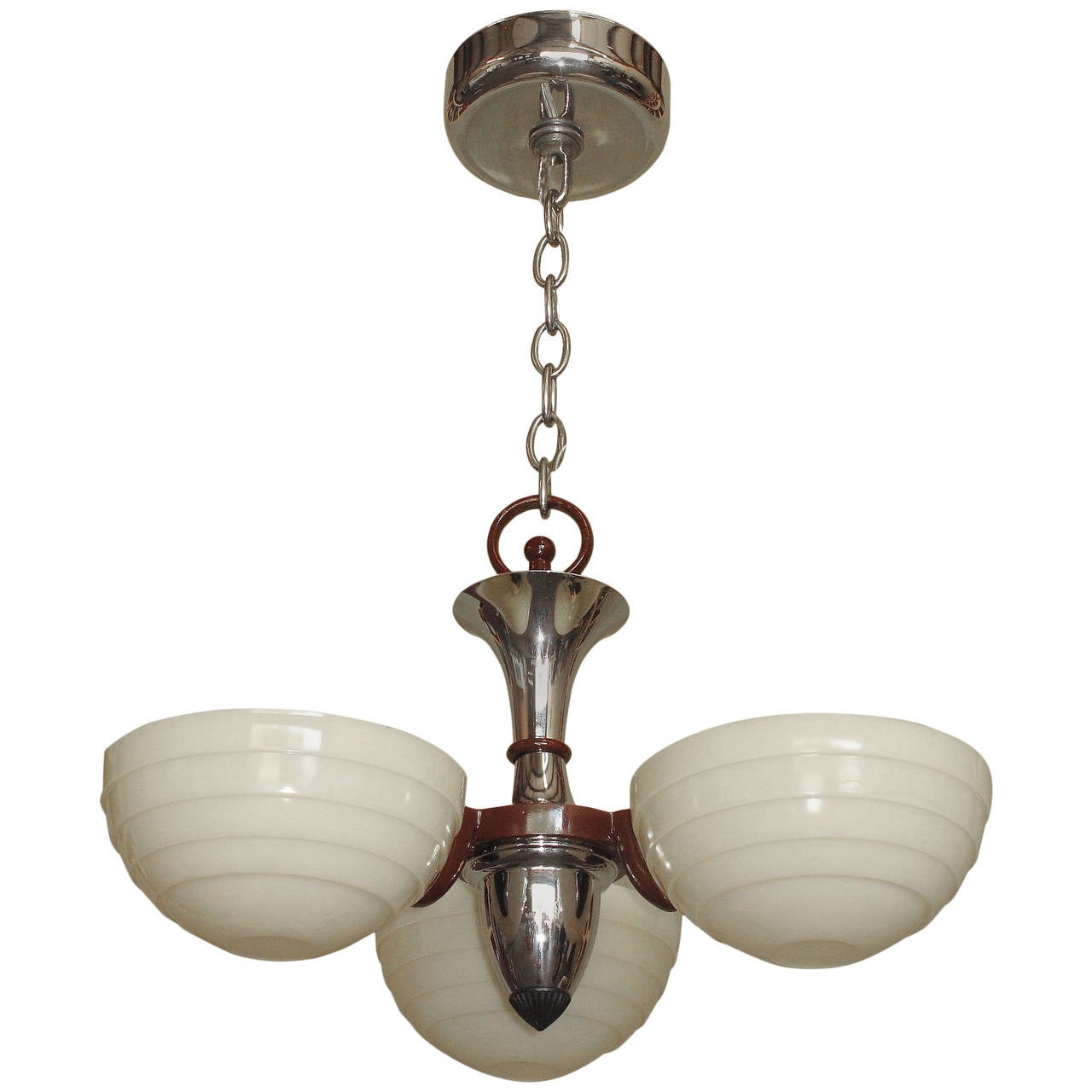 1930s MidCentury Chrome and Burgundy Cast Iron Fixture at 1stDibs