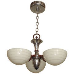 1930s Mid-Century Chrome and Burgundy Cast Iron Fixture
