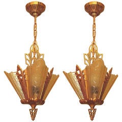 Three-Shade Vintage Ceiling Fixture by Riddle 1