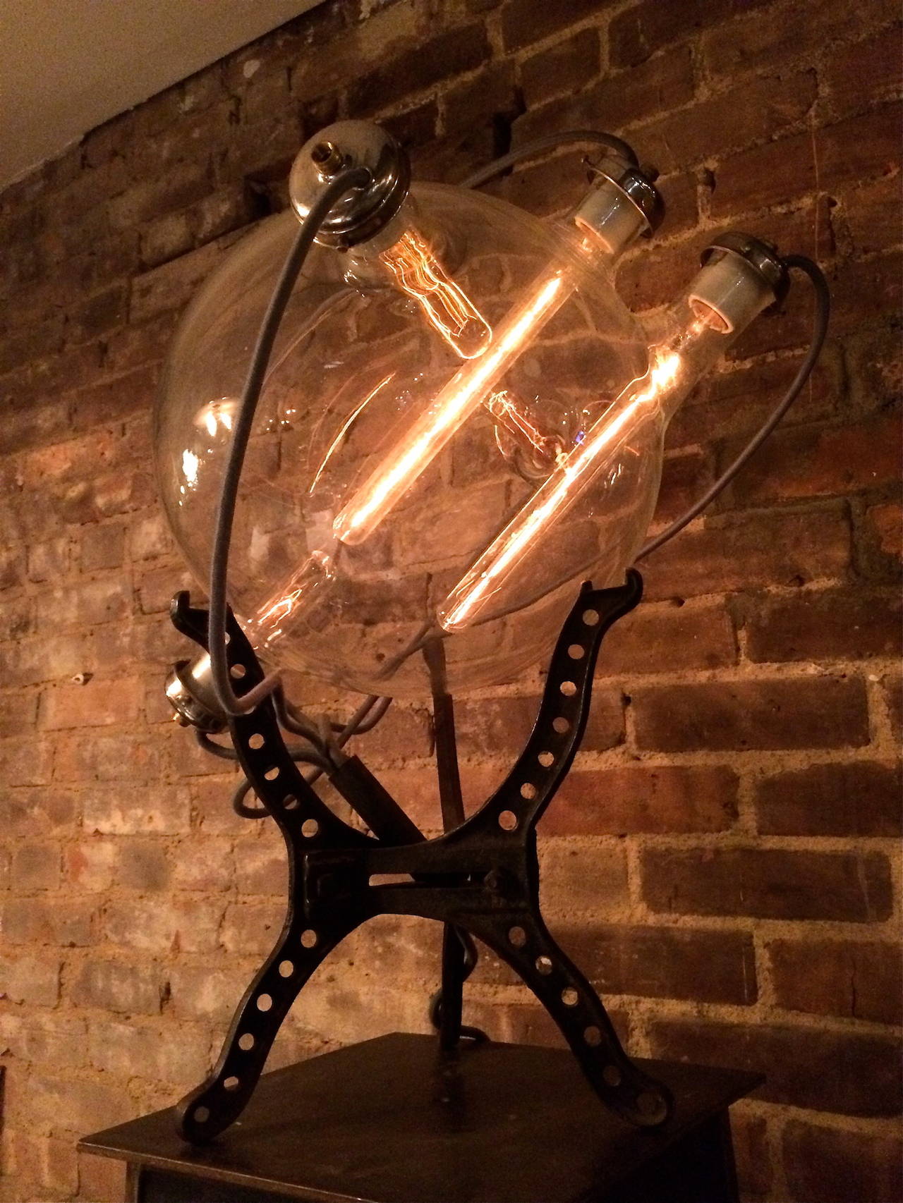 Cast Large Curious Custom Industrial Laboratory Table Lamp