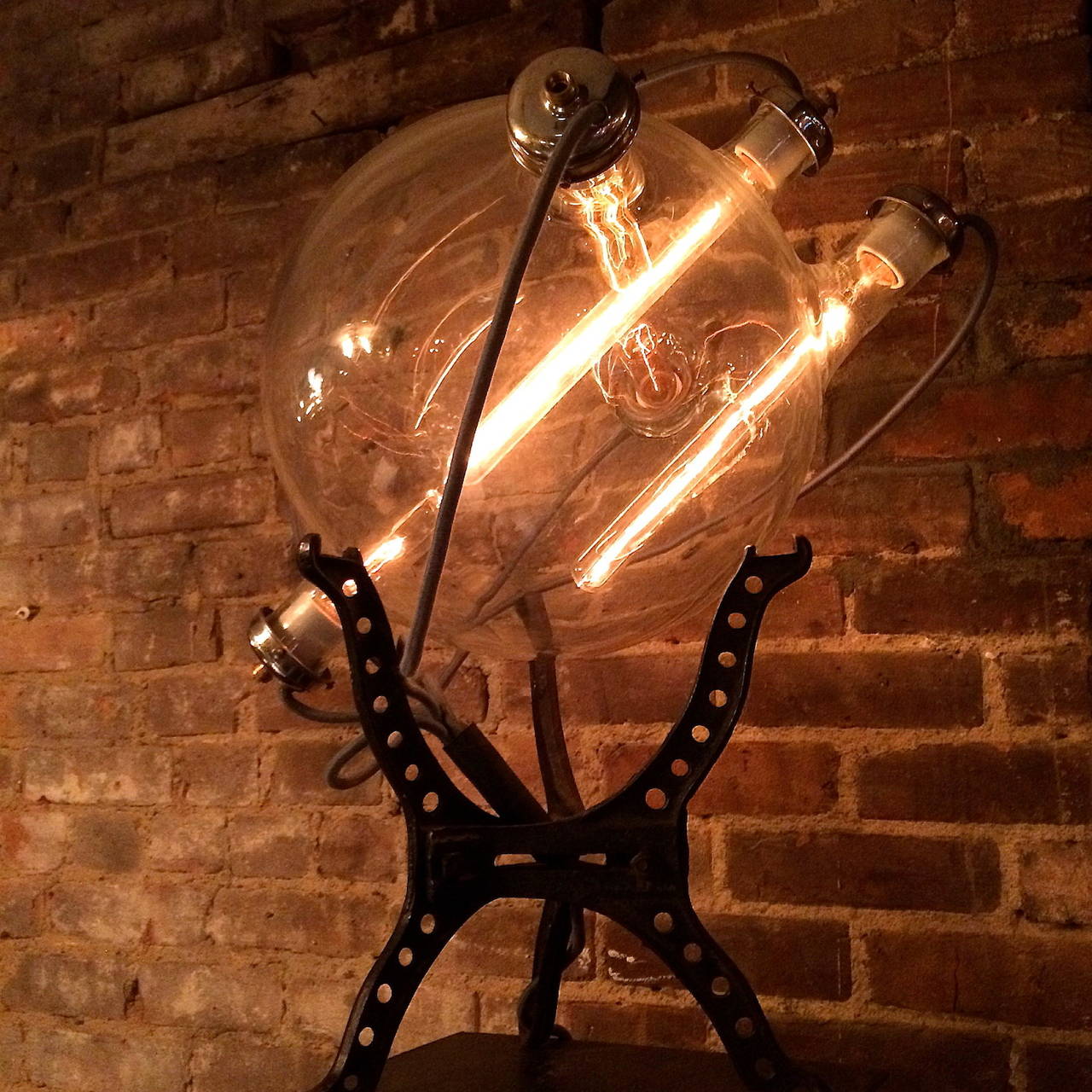 Large Curious Custom Industrial Laboratory Table Lamp In Good Condition In Brooklyn, NY