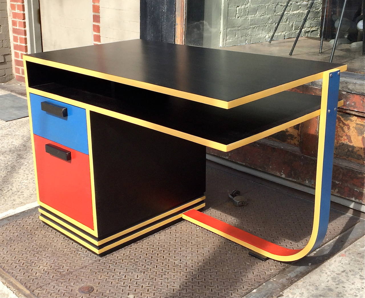 Color Block Mid-Century Desk in the Manner of Gerrit Rietveld at 1stDibs