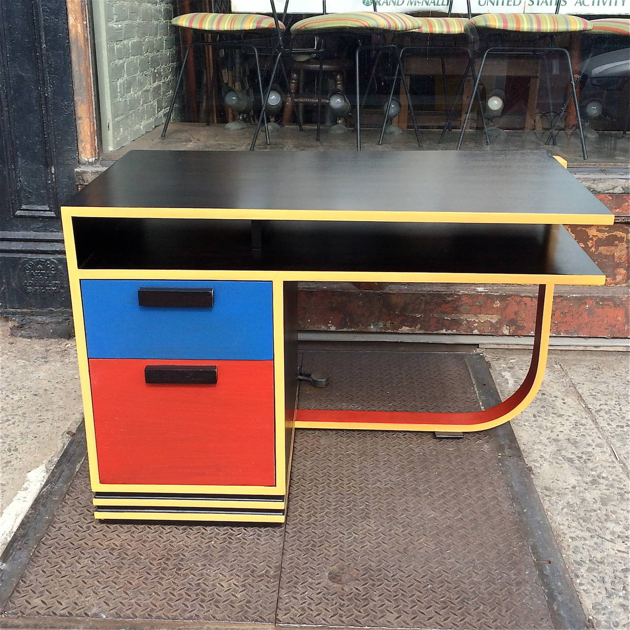 Color Block Mid-Century Desk in the Manner of Gerrit Rietveld at 1stDibs