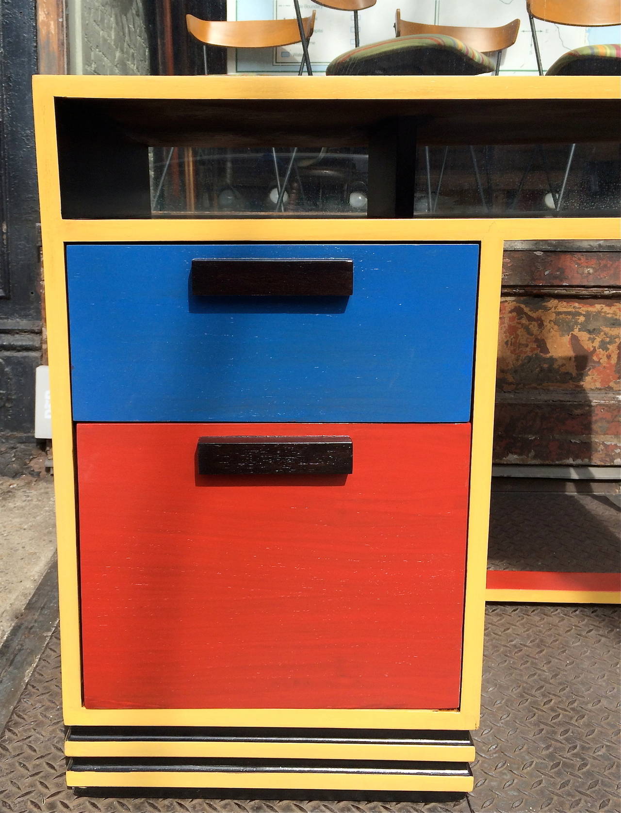 Color Block Mid-Century Desk in the Manner of Gerrit Rietveld at 1stDibs