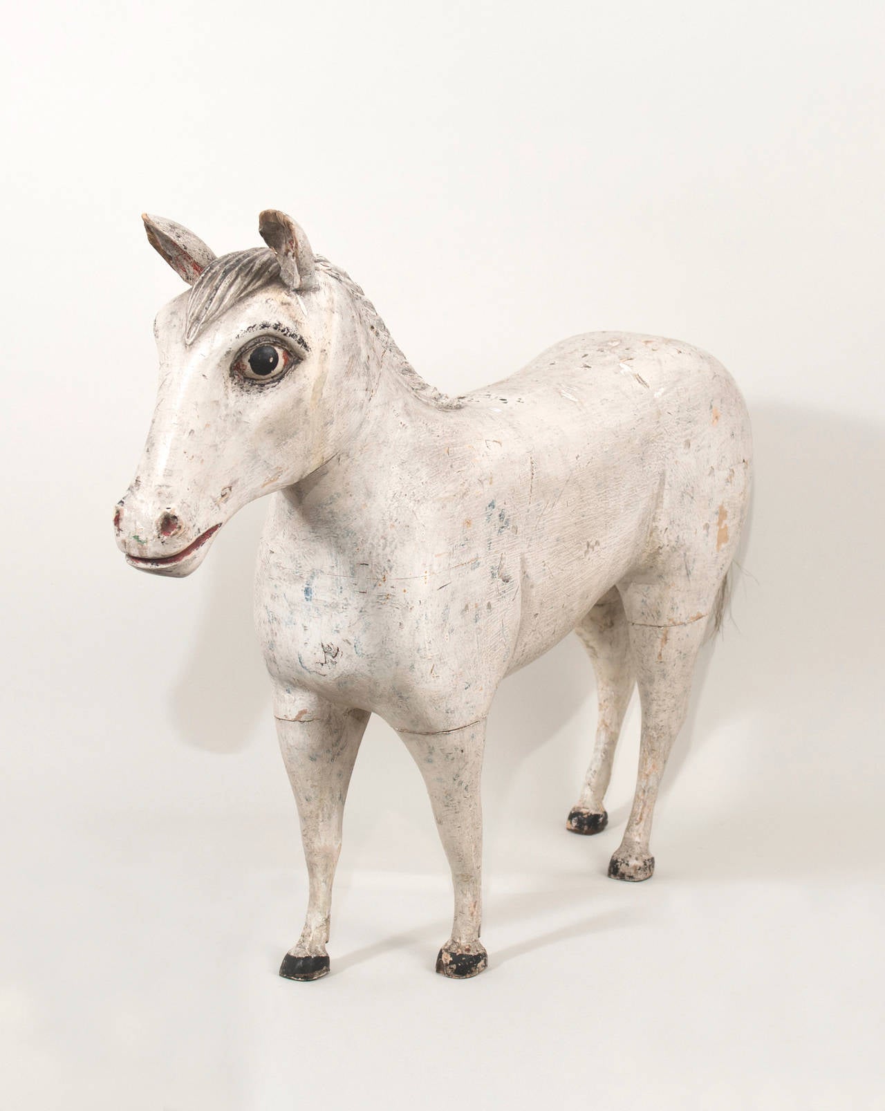 20th Century American Folk Art Carved Wood Horse with Original Paint, circa 1900