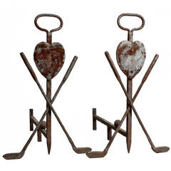 Cast Iron Golf and Heart Andirons