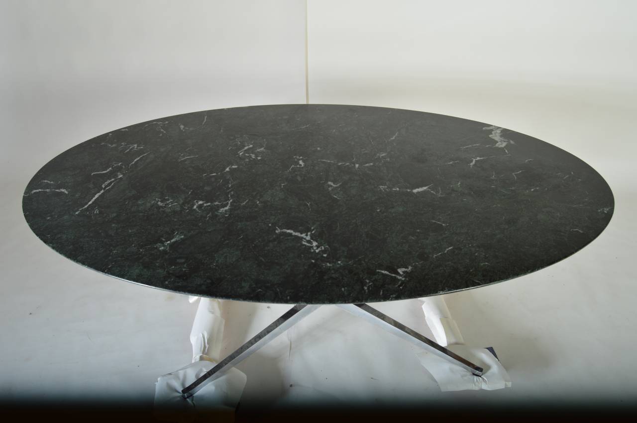 Verde Marble Oval Dining Table by Florence Knoll for Knoll International In Good Condition In Southampton, NJ