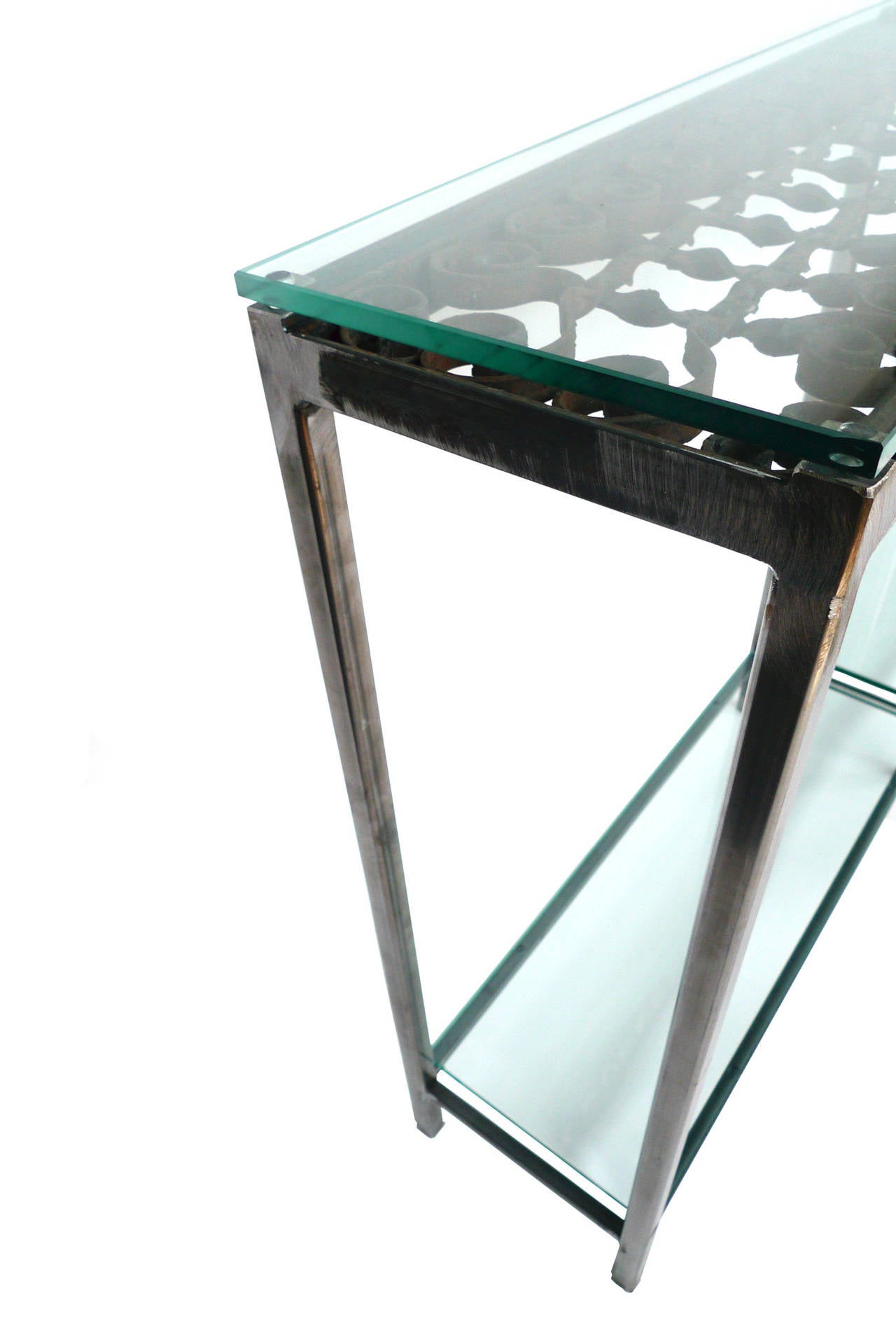 CustomMade Iron and Glass Console Table For Sale at 1stDibs