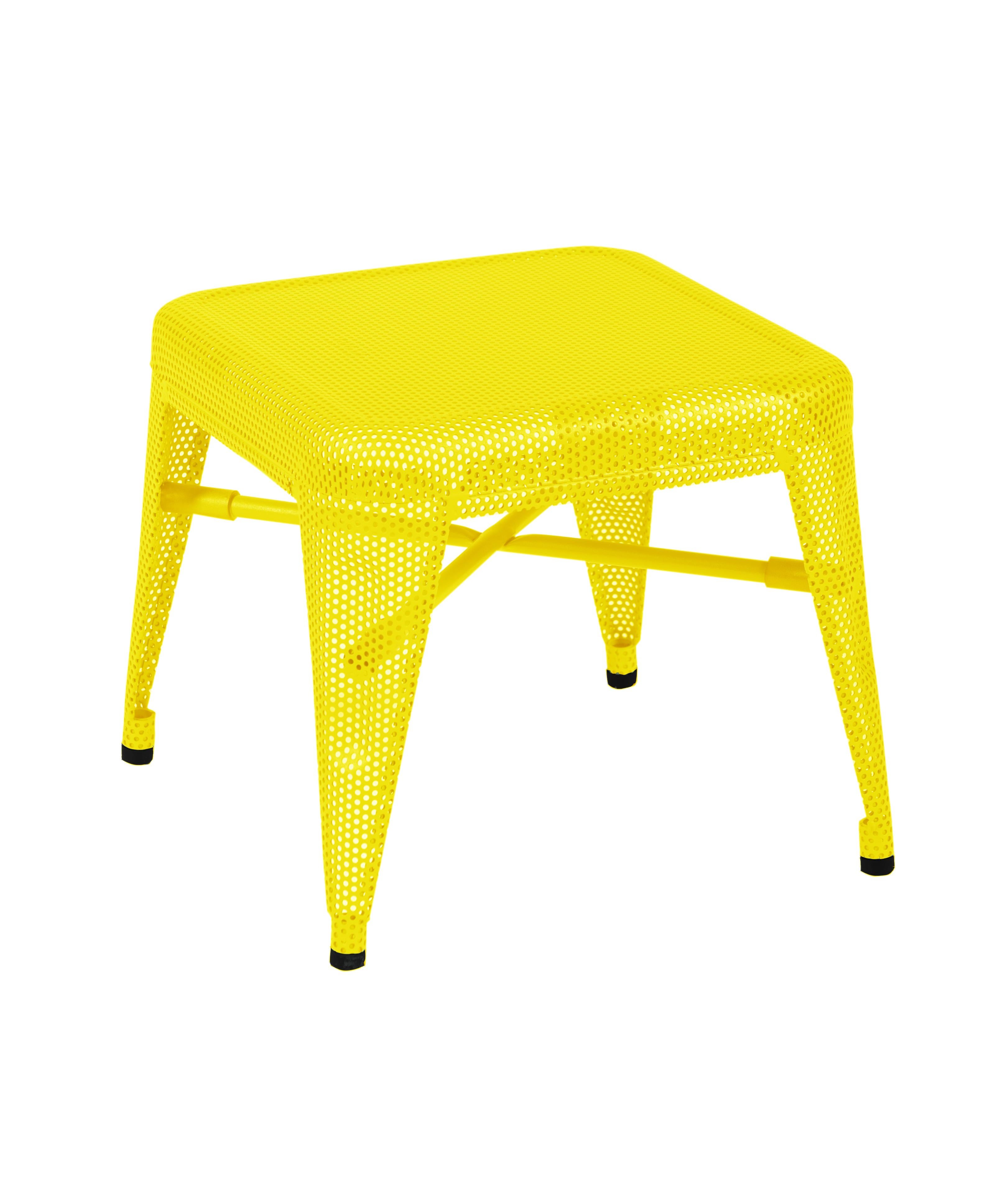 For Sale: Yellow (Citron) H30 Indoor Perforated Steel Stool in Essential Colors by Tolix