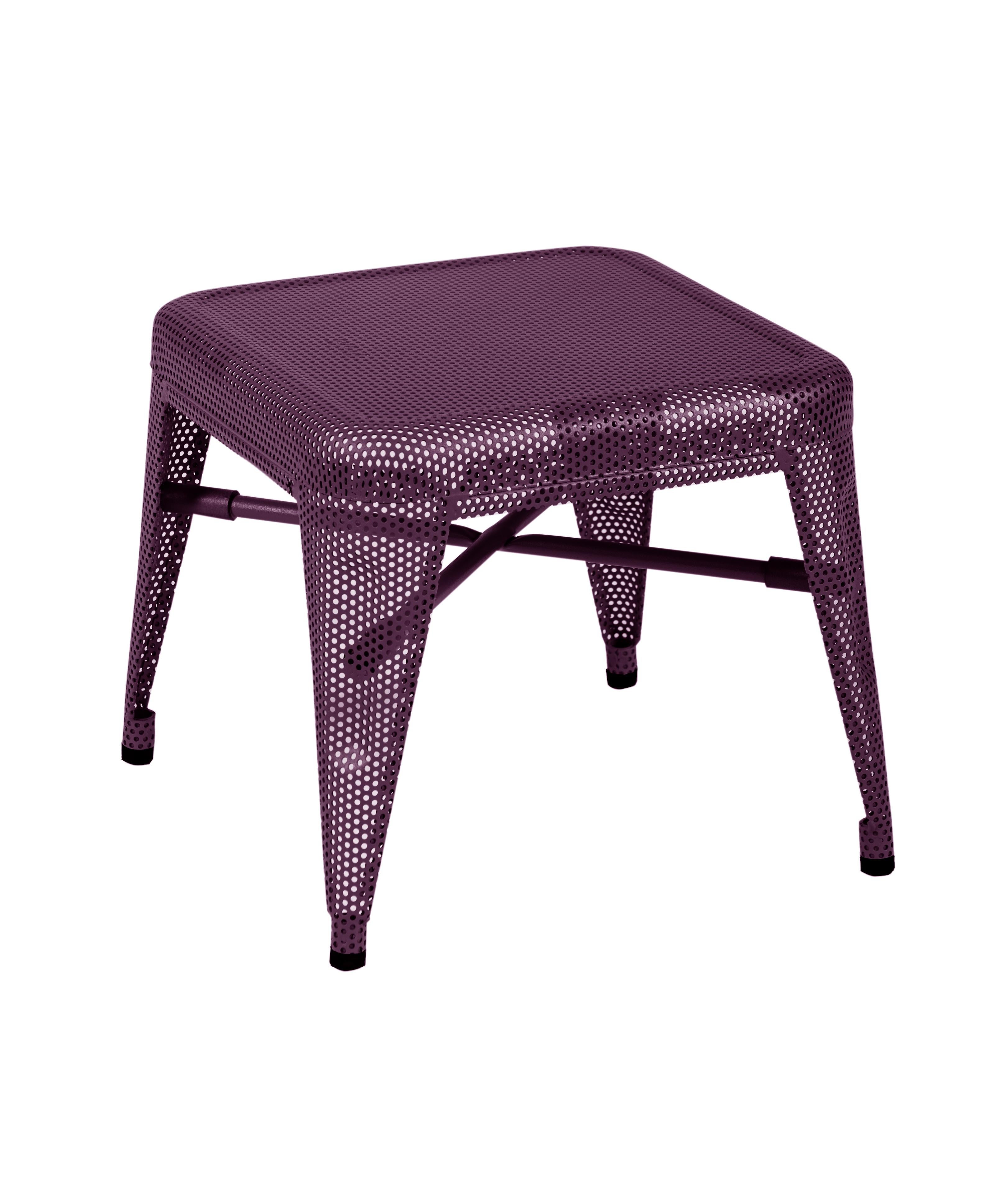 For Sale: Purple (Aubergine) H30 Indoor Perforated Steel Stool in Pop Colors by Tolix