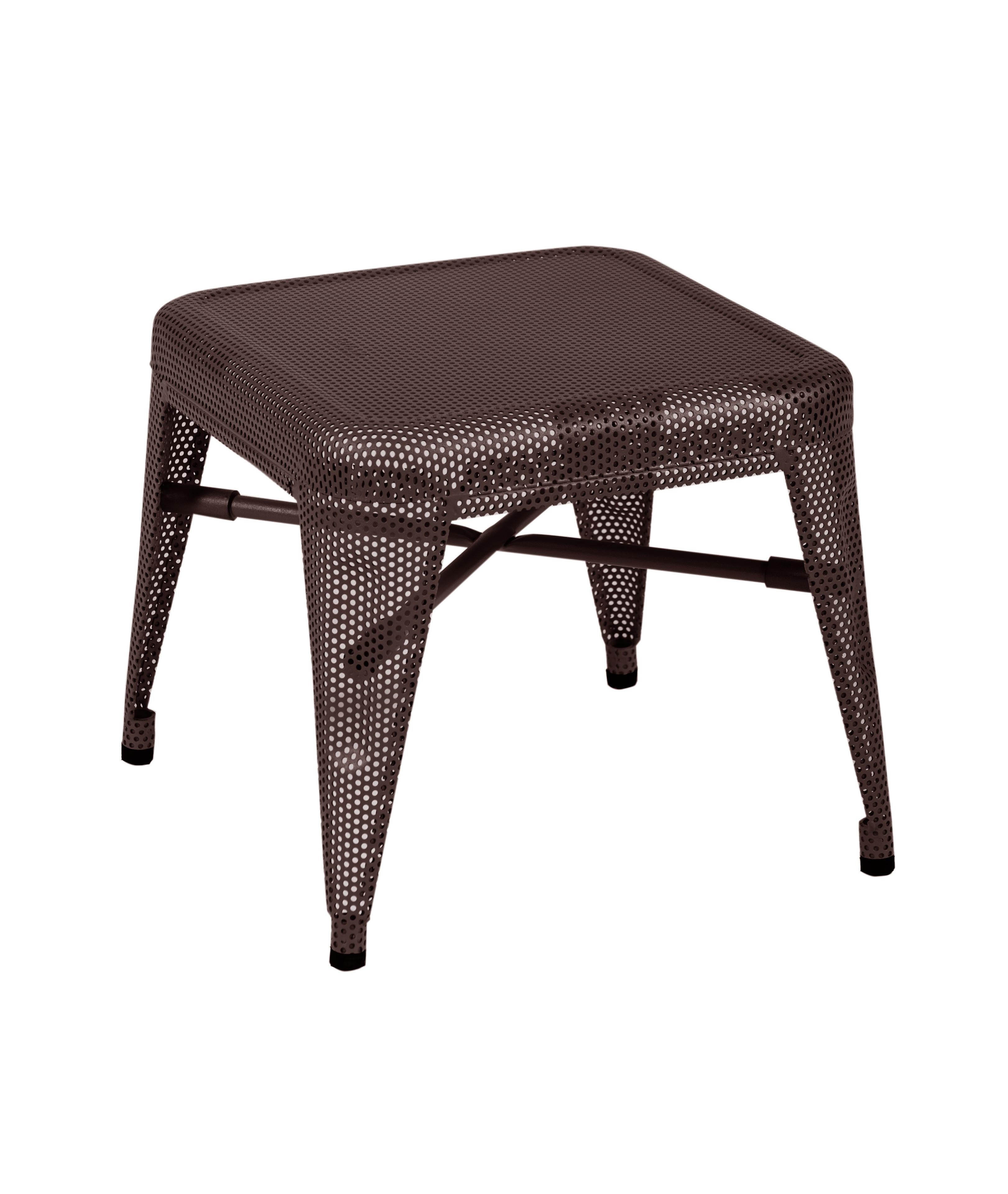 For Sale: Brown (Chocolat Noir) H30 Indoor Perforated Steel Stool in Pop Colors by Tolix