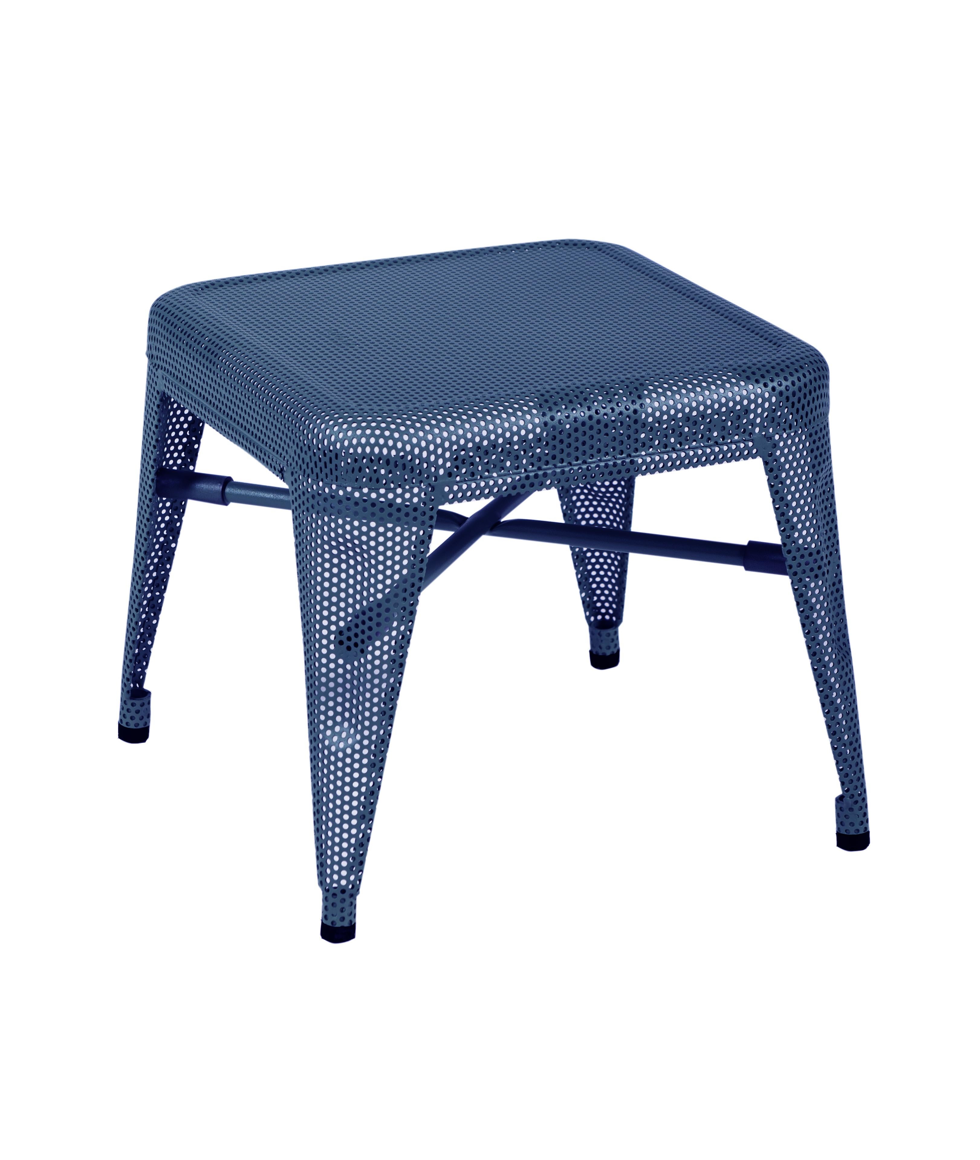 For Sale: Blue (Myrtille) H30 Indoor Perforated Steel Stool in Pop Colors by Tolix