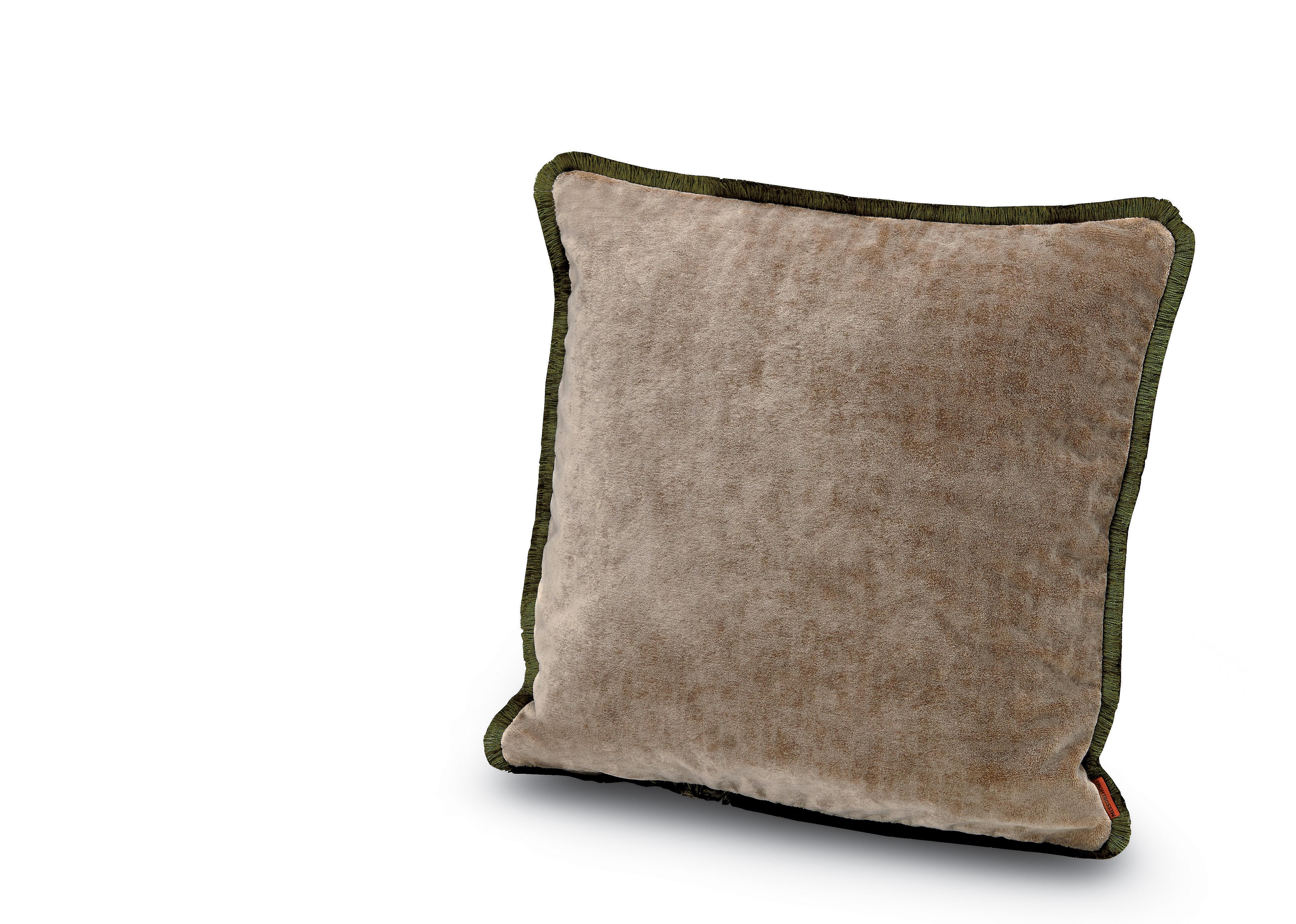 For Sale: Brown (1T4CU00719-48) Tibet Small Crushed Velvet Cushion with Fringe by MissoniHome