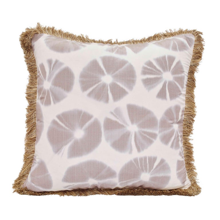 For Sale: Multi (QR-21003.FAWN.0) Echino Accent Pillow with Circular Tie-Dye Motif & Fringe Detal by CuratedKravet