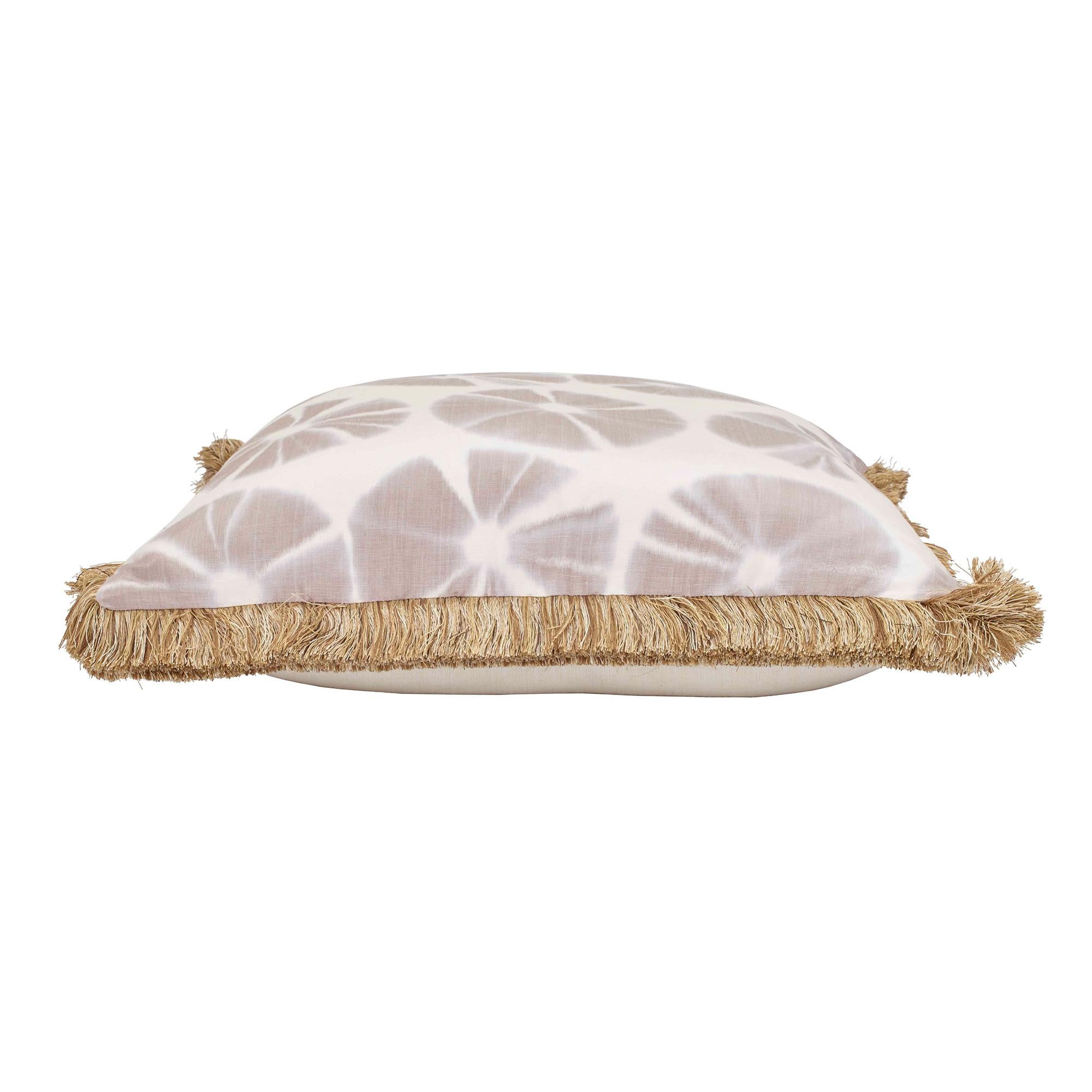Multi (QR-21003.FAWN.0) Echino Accent Pillow with Circular Tie-Dye Motif & Fringe Detal by CuratedKravet 2