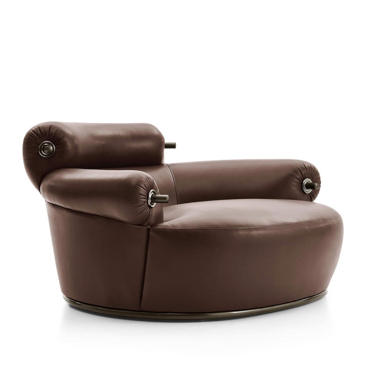 For Sale: Brown (KOTO LEATHER DARK BROWN- 1119355) Azucena Toro Armchair by Luigi Caccia Dominioni