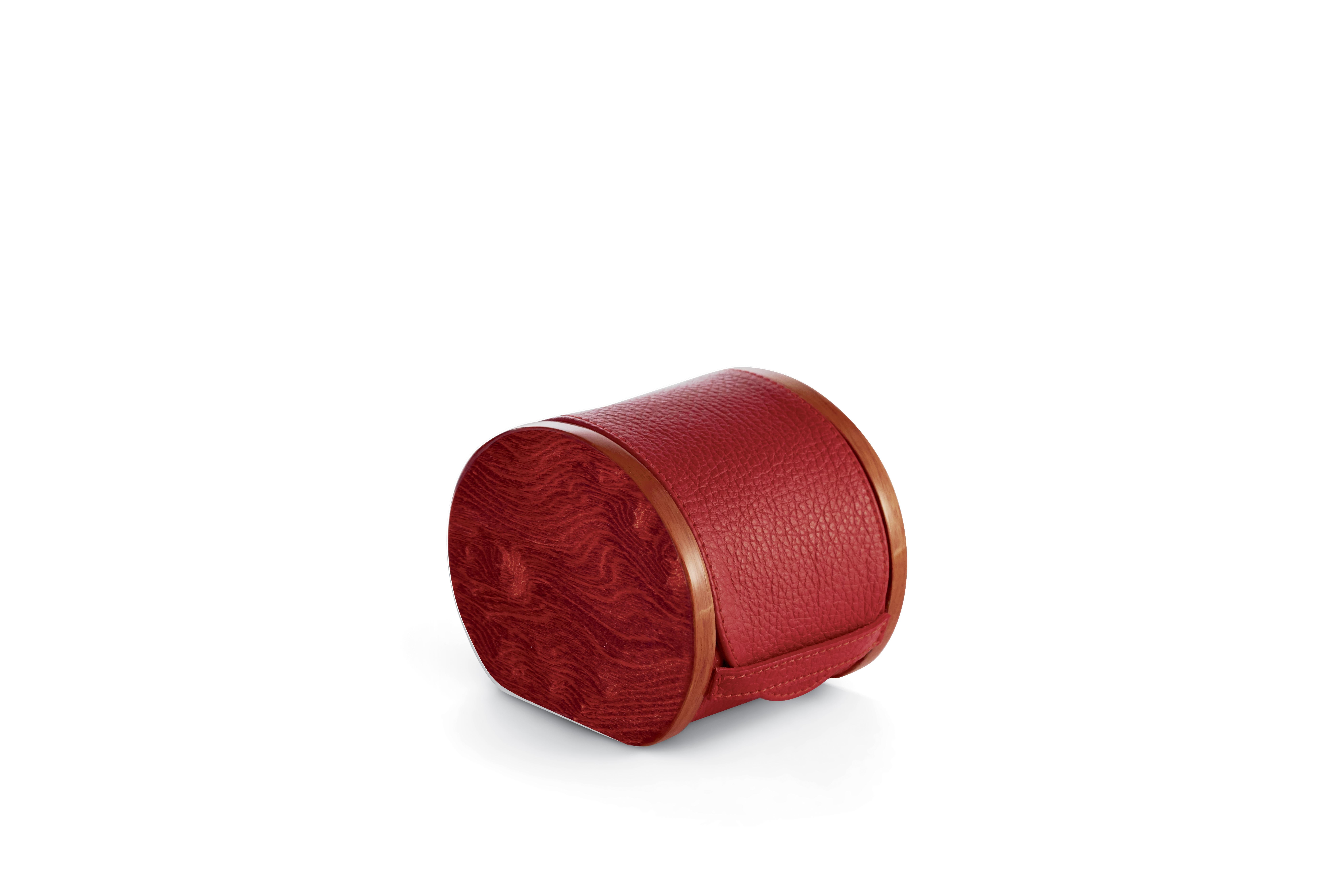 Red (Red Leather and Briar) Agresti Cuscino Watch Case
