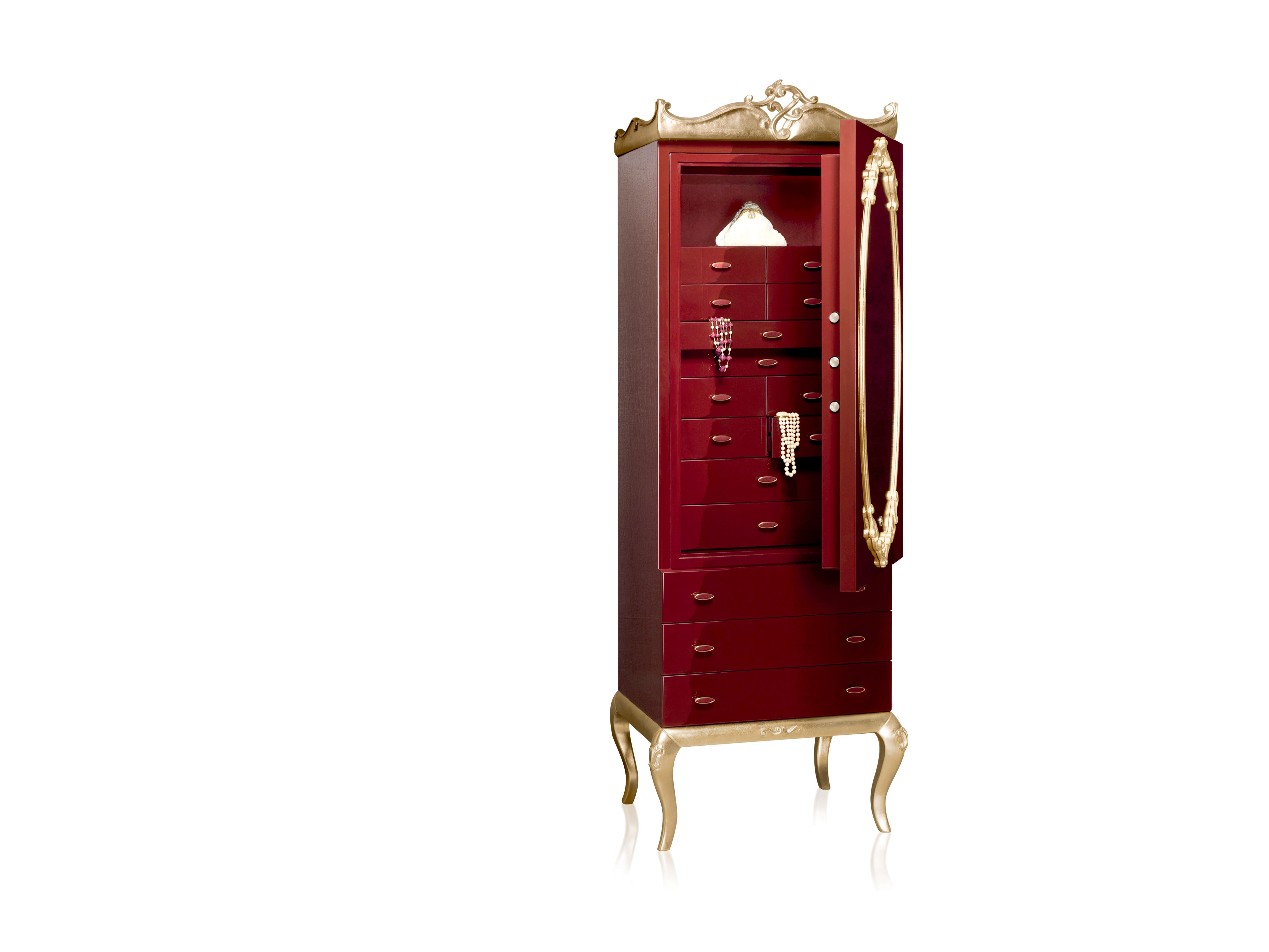 Red (Shiny Burgundy & Gold Leaf) Agresti Specchio Delle Mie Brame Armored Armoire 2