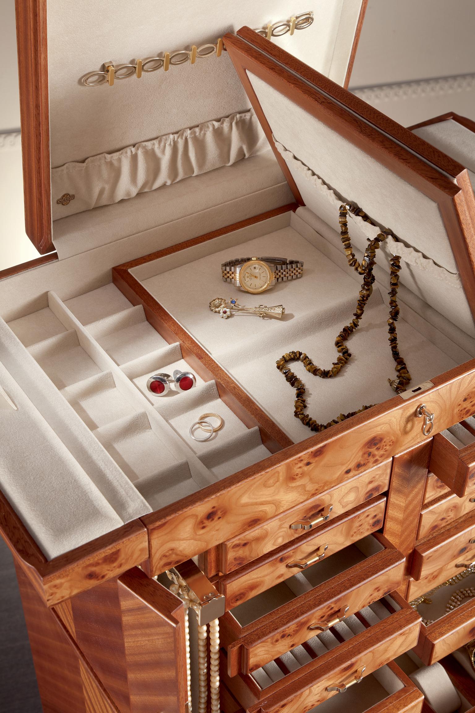 For Sale: Brown (Briar Wood) Agresti Il Grande Scrigno Jewelry Armoire 3