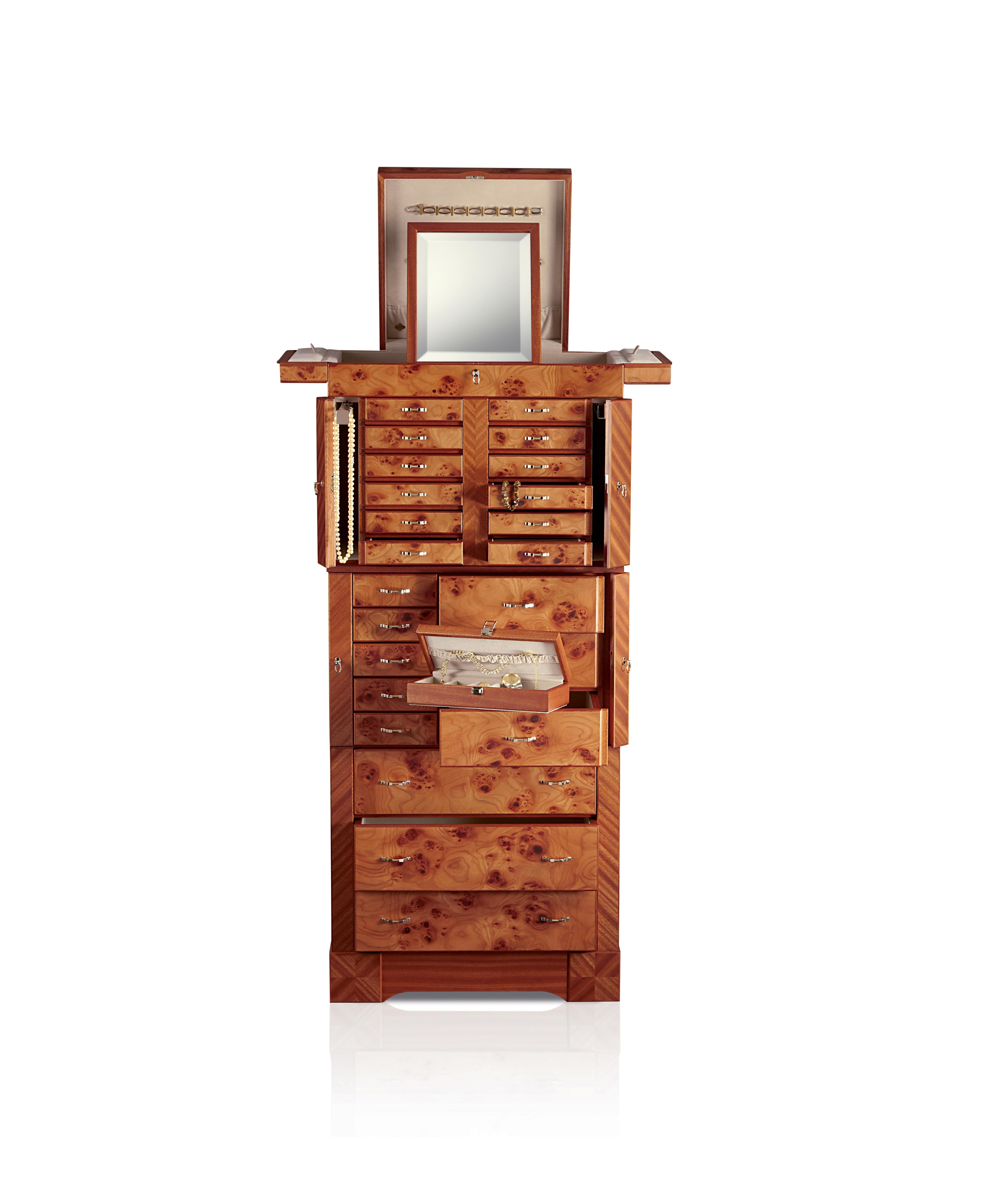 Brown (Briar Wood) Agresti Il Grande Scrigno Jewelry Armoire 2