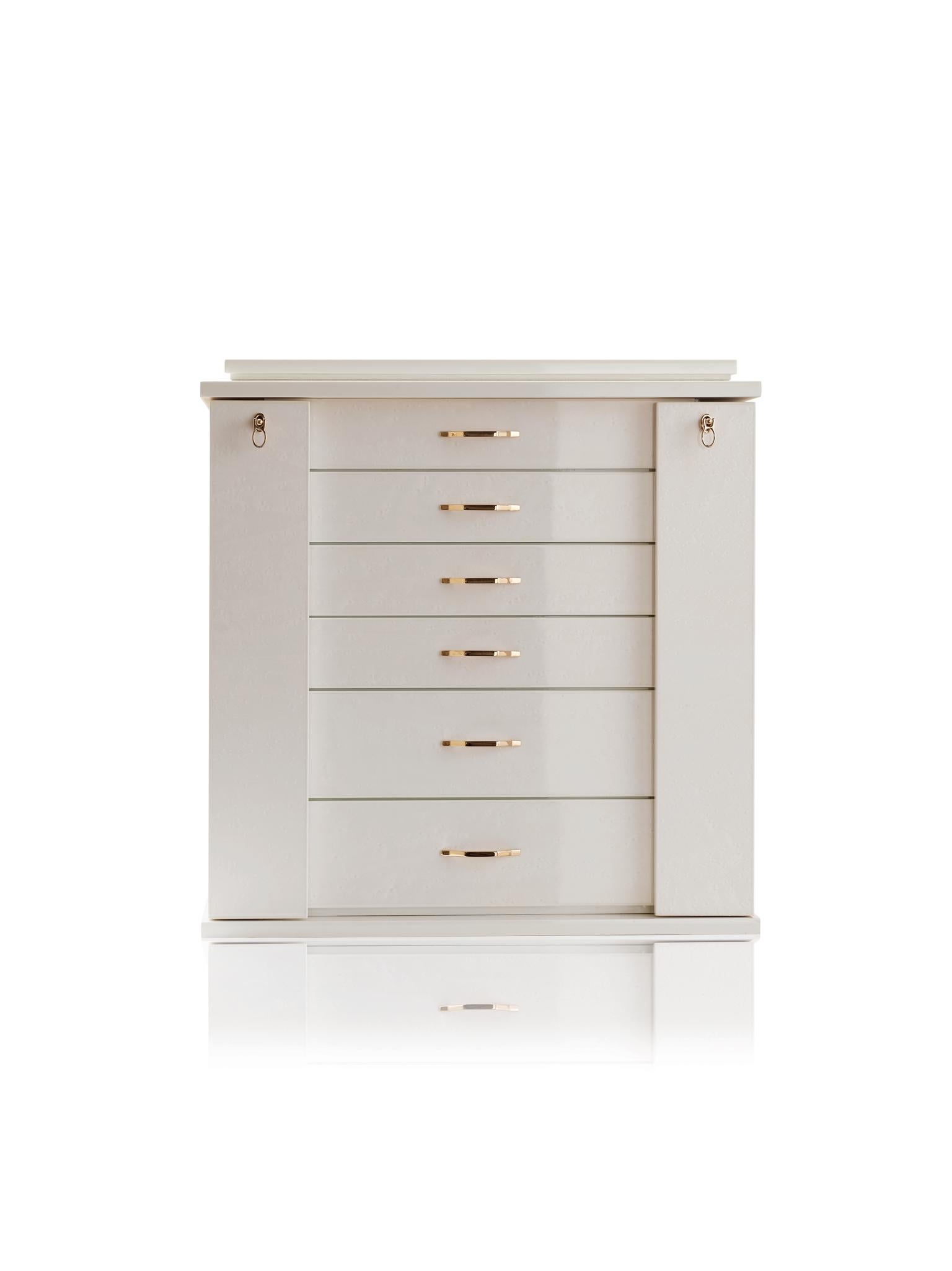 White (White Bird's Eye Maple) Agresti Bijoux Jewelry Chest 2
