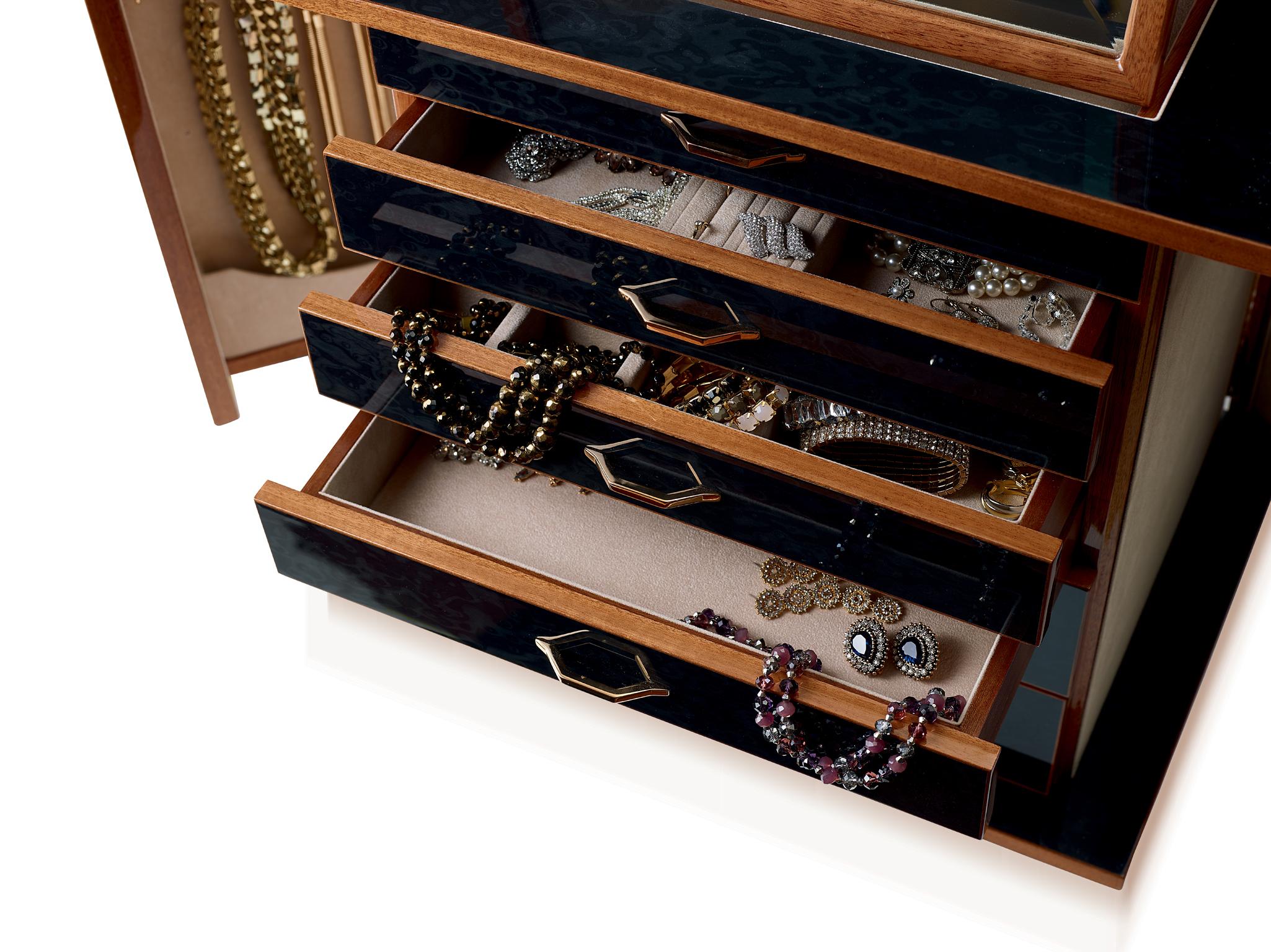 Black (Black Bird's Eye Maple and Mahogany) Agresti Bijoux Jewelry Chest 3