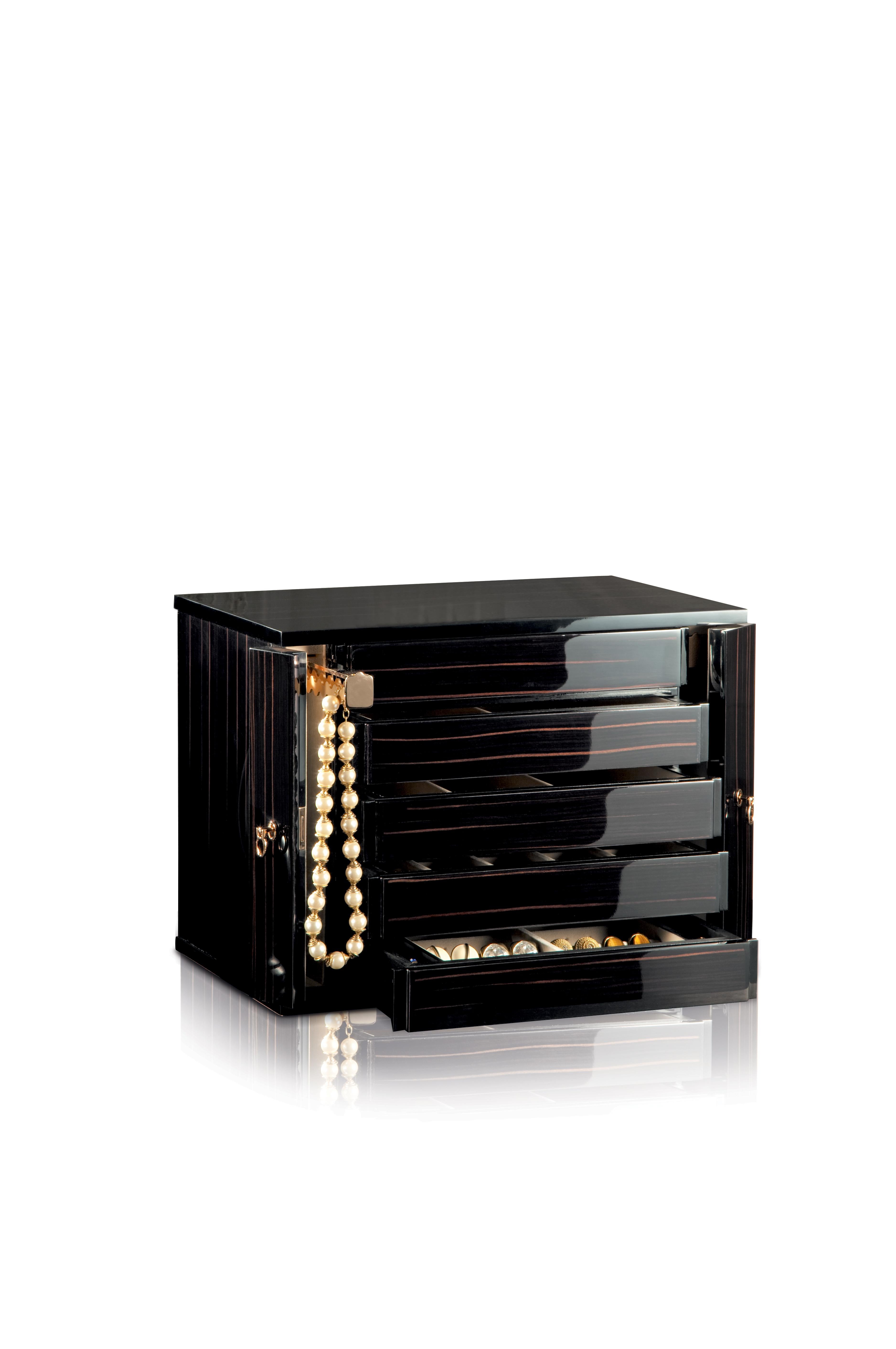 For Sale: Black (Ebony) Agresti Oro Jewelry Chest 2