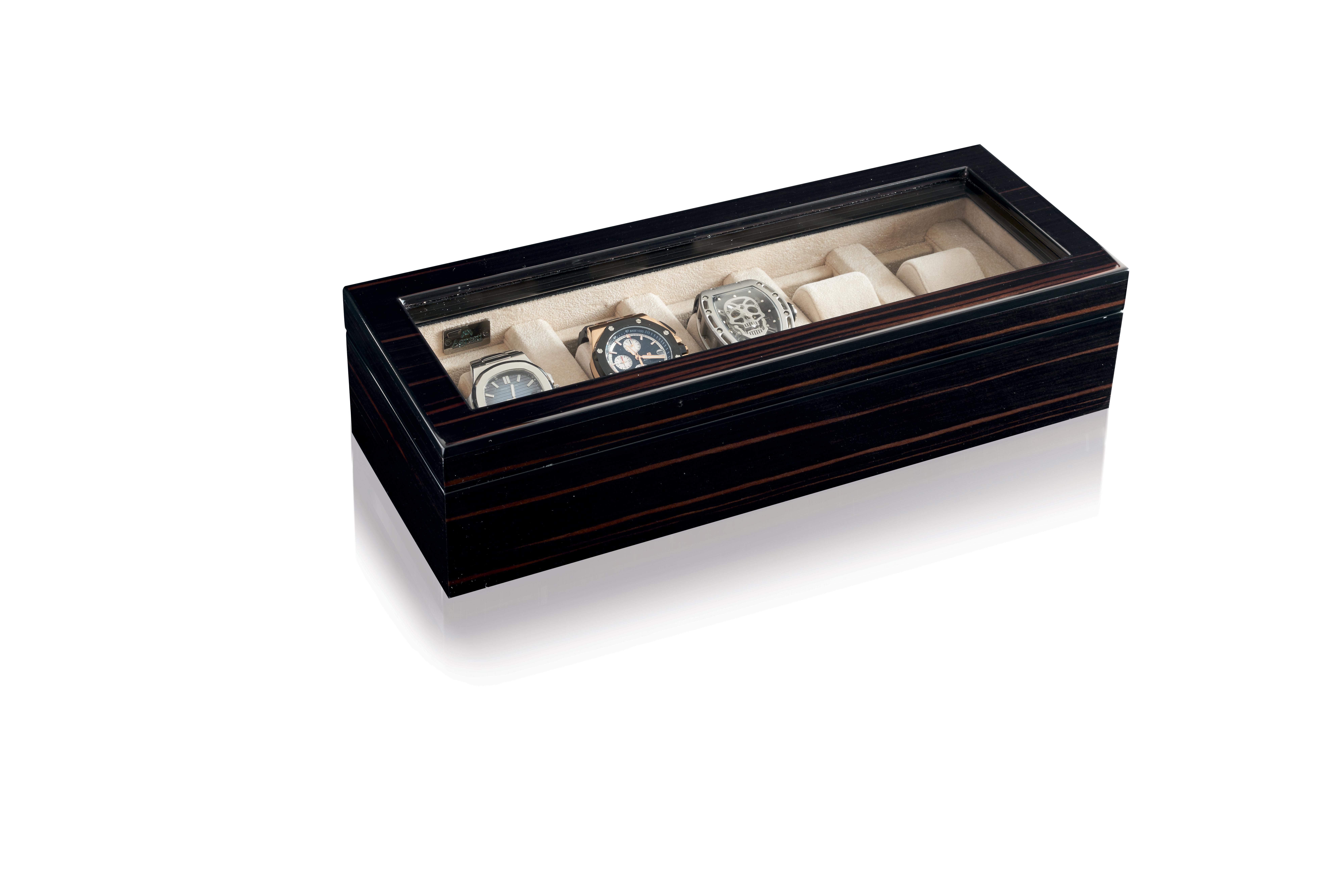 For Sale: Black (Ebony) Watch Box in Brown for Five Watches Il Collezionista by Agresti