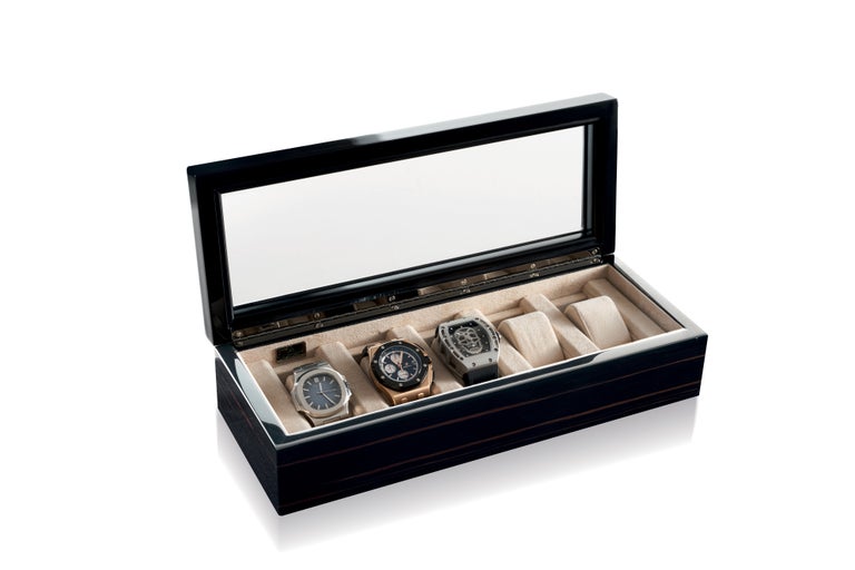 For Sale: Black (Ebony) Agresti Il Collezionista Box for 5 Watches 2