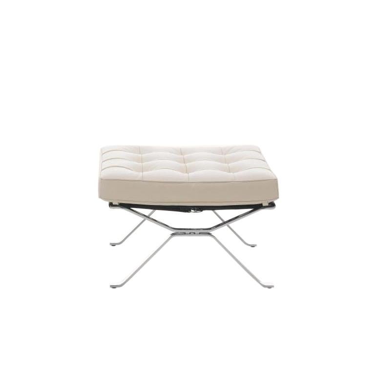 For Sale: White (Offwhite) RH-301 Bauhaus Leather Tufted Footstool by Robert Haussmann for De Sede