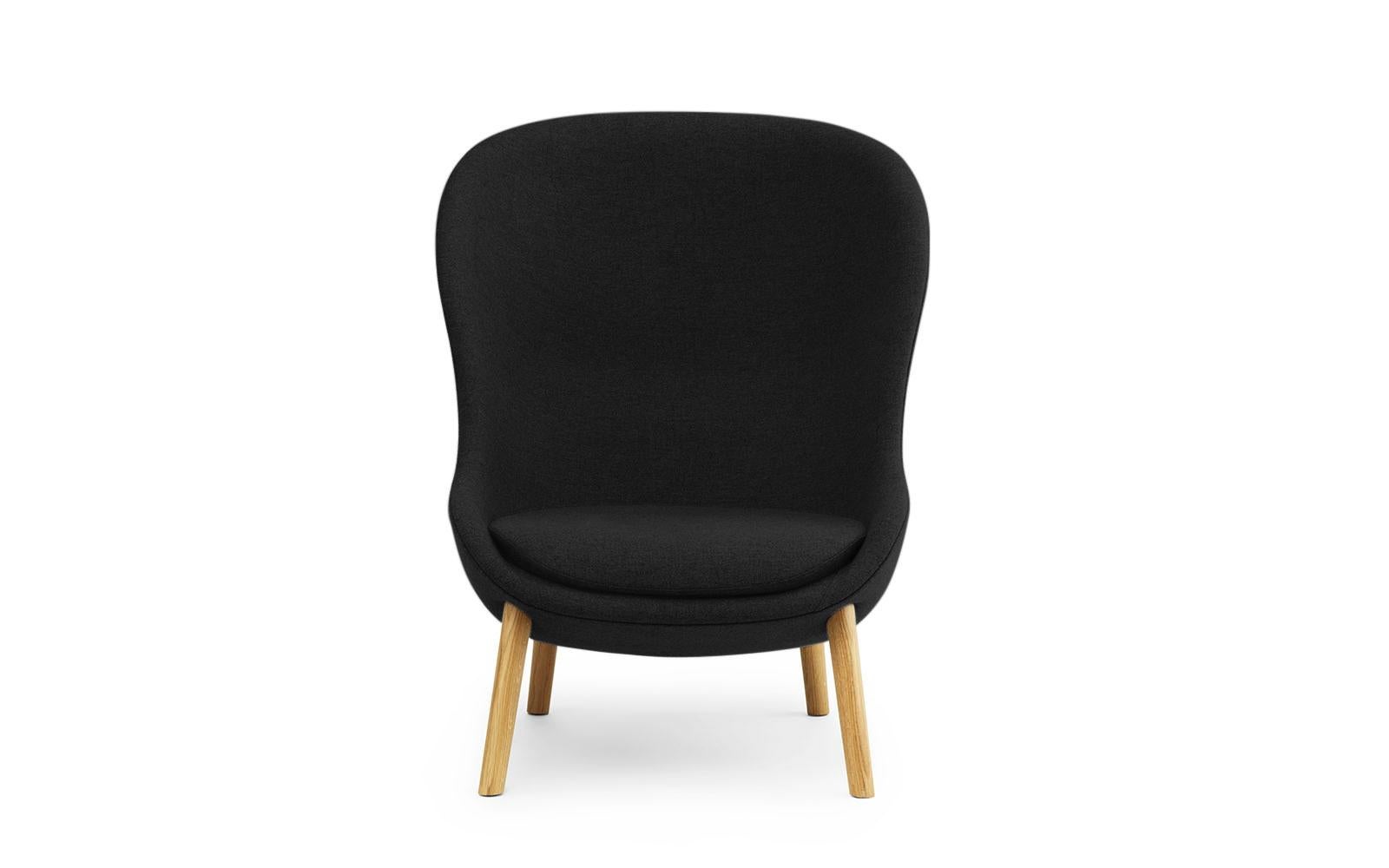 For Sale: Black (Sørensen Leather Spectrum Black) Normann Copenhagen Hyg Lounge Chair High Oak in Sørensen Spectrum Leather