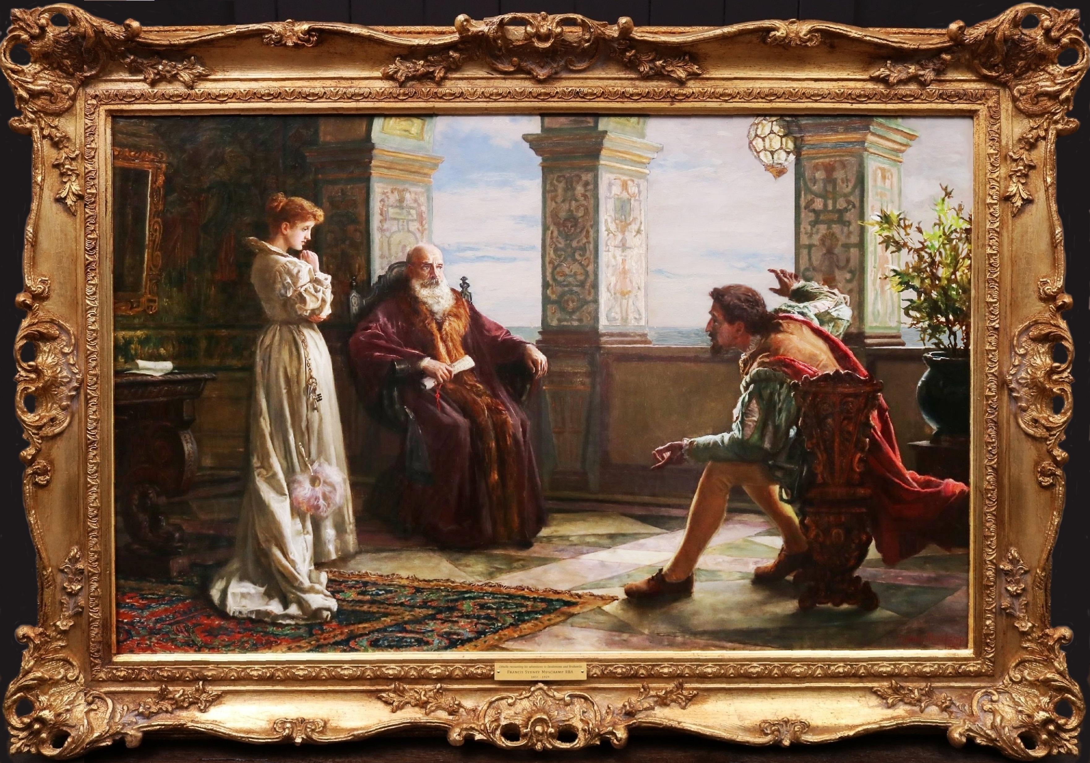 Francis Sydney Muschamp Portrait Painting - Othello recounting his Adventures to Desdemona - Large 19th Century Oil Painting