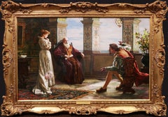 Othello rendant compte de ses aventures à Desdemona - Grande peinture à l'huile du 19ème siècle