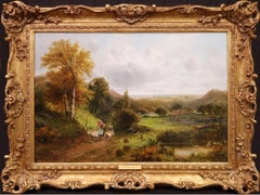 Faggot Gatherers, Surrey - 19th Century English Landscape Oil Painting